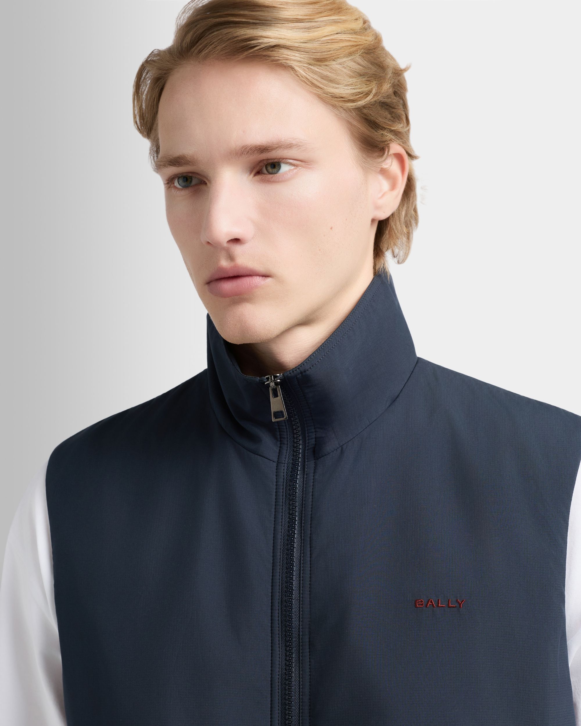 Bally Global - Vest in Navy Blue Fabric - Blue