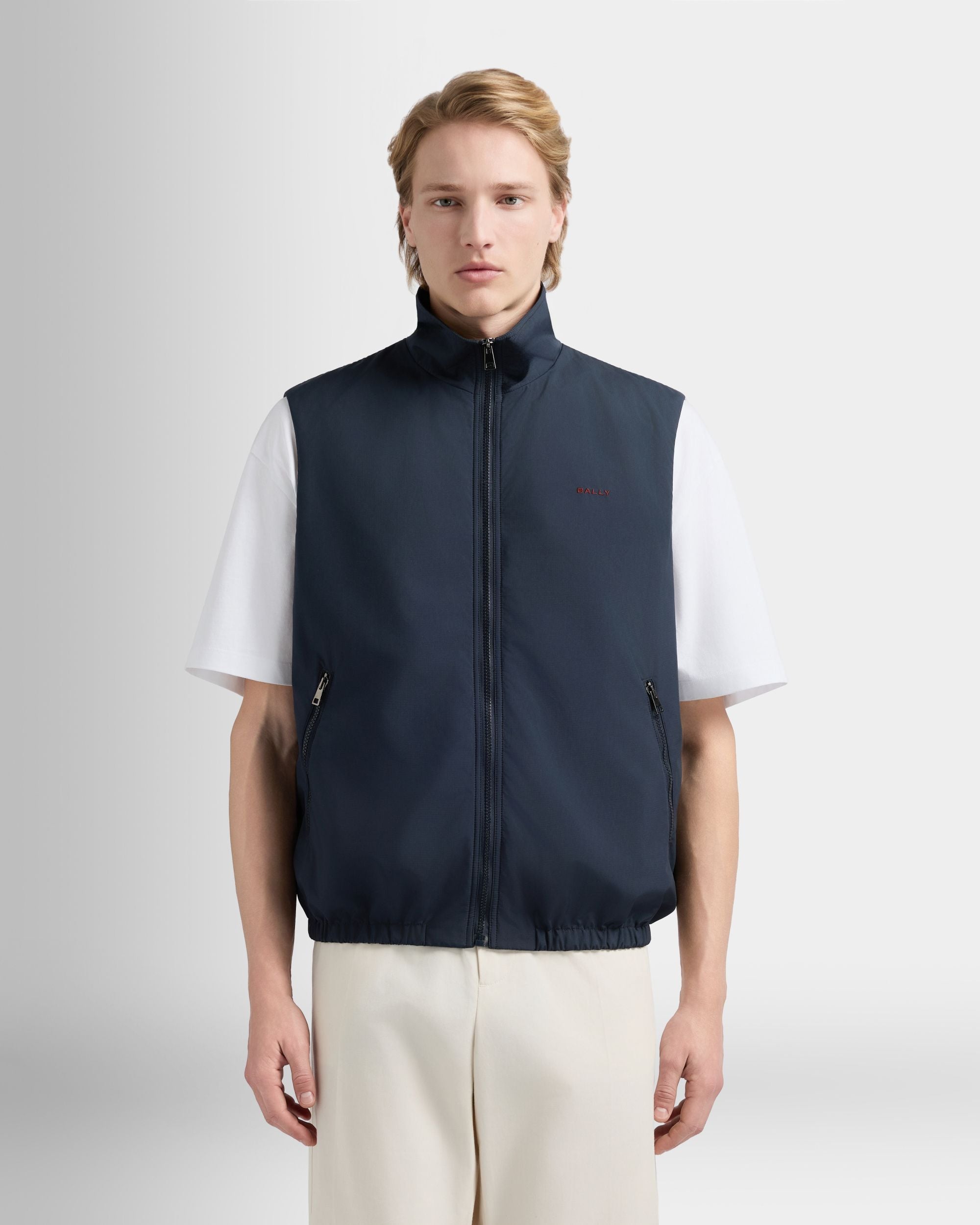 Bally Global - Vest in Navy Blue Fabric - Blue