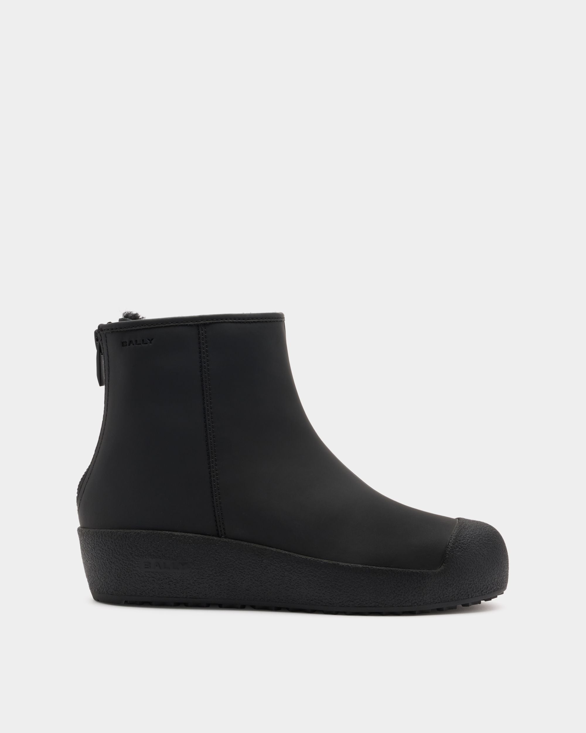 Bally Global - Bally Curling Bootie in Black Rubberized Leather - Black