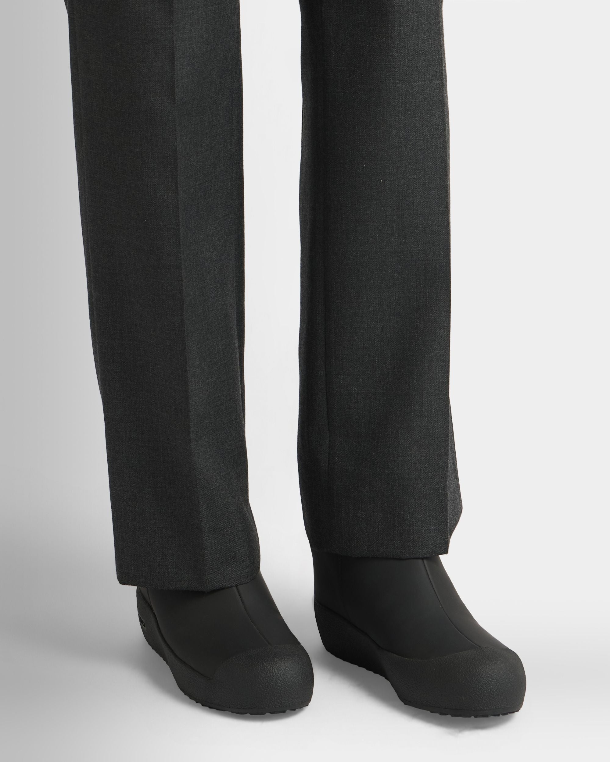 Bally Global - Bally Curling Bootie in Black Rubberized Leather - Black