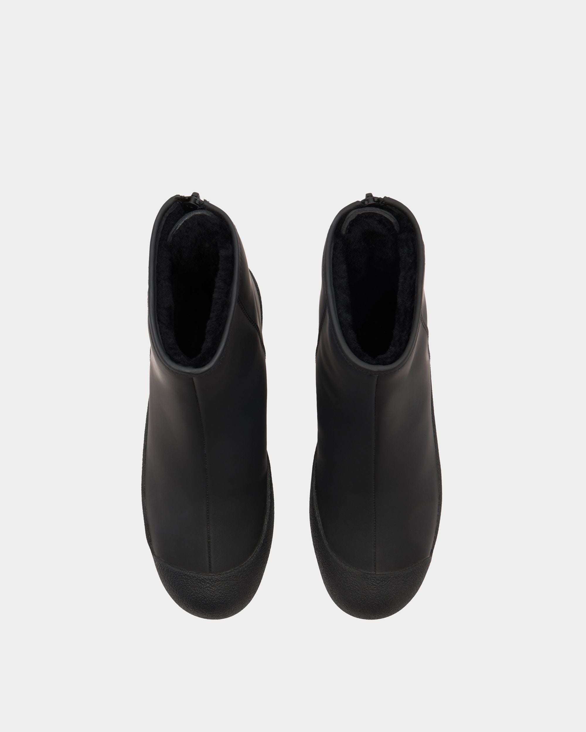 Bally Global - Bally Curling Bootie in Black Rubberized Leather - Black