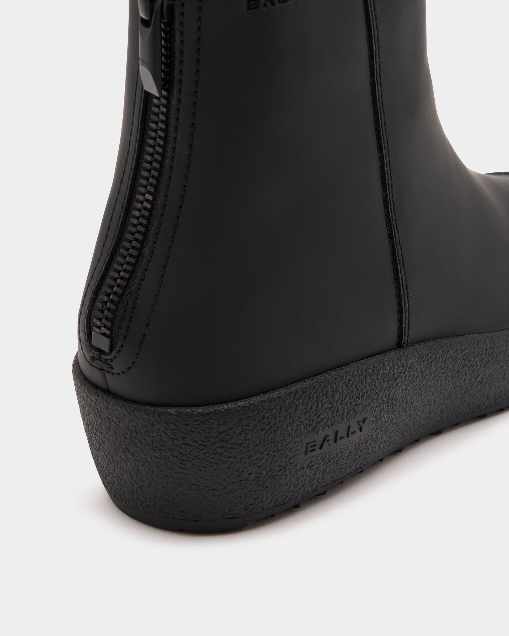 Bally Global - Bally Curling Bootie in Black Rubberized Leather - Black