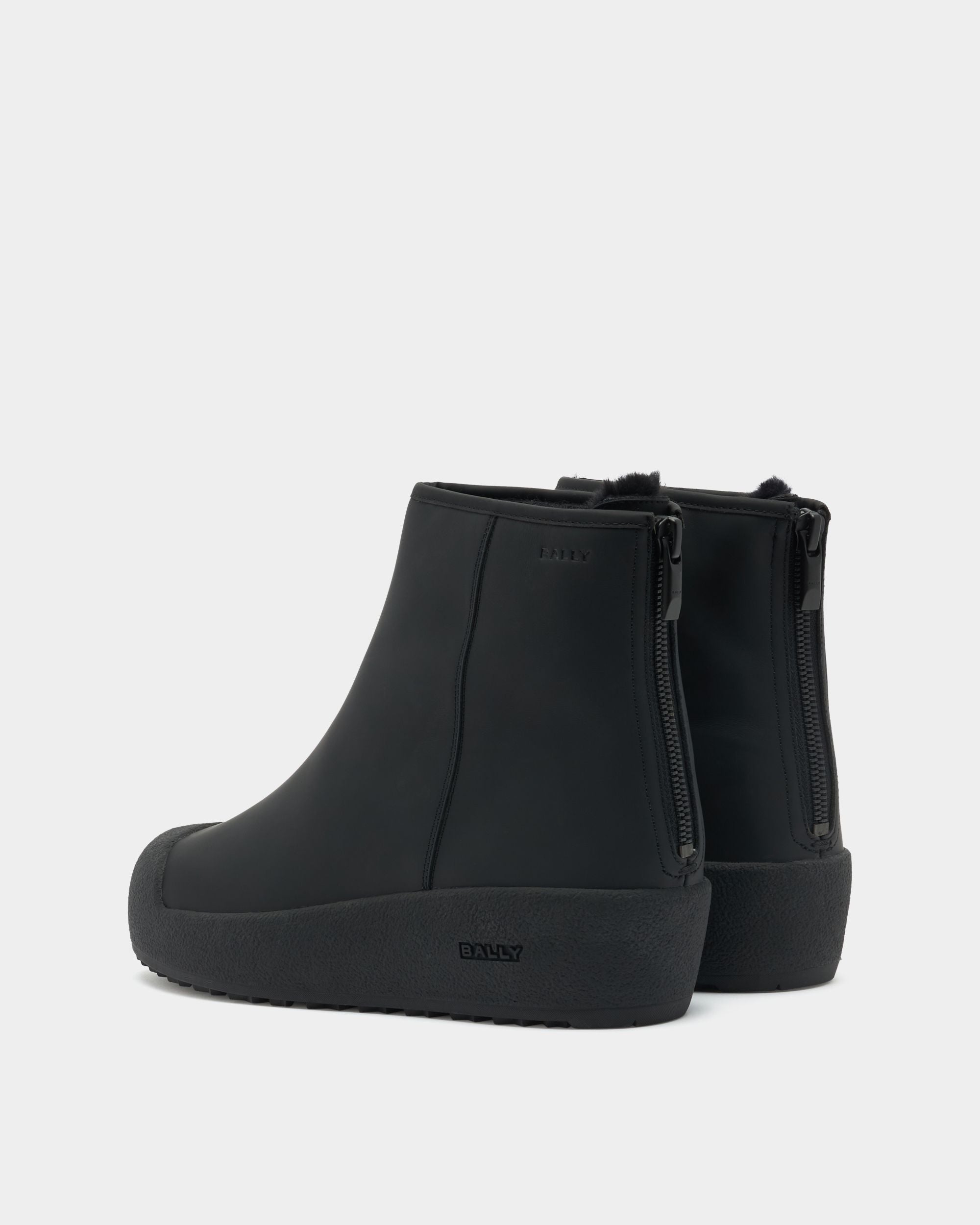 Bally Global - Bally Curling ブーティ ブラック レザー - ブラック
