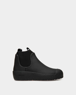 Bally Curling Bootie in Black Rubberized Leather
