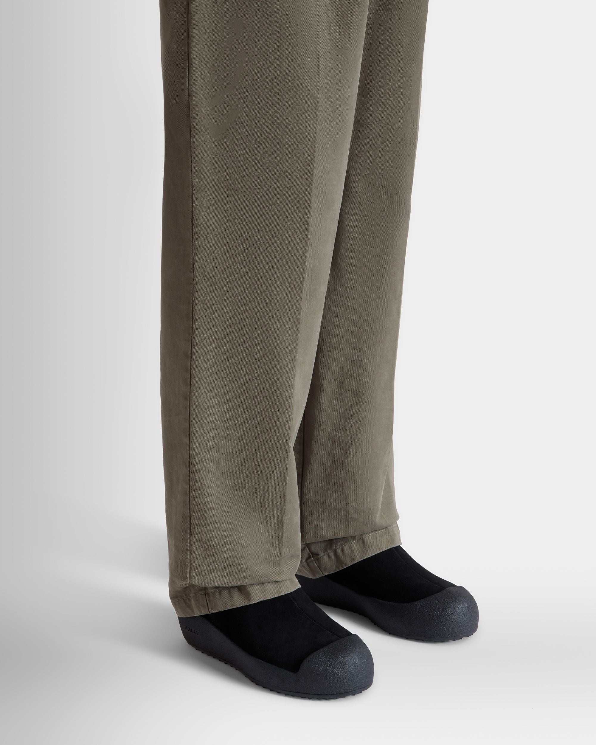 Bally Global - Bally Curling Bootie in Black Rubberized Leather - Black