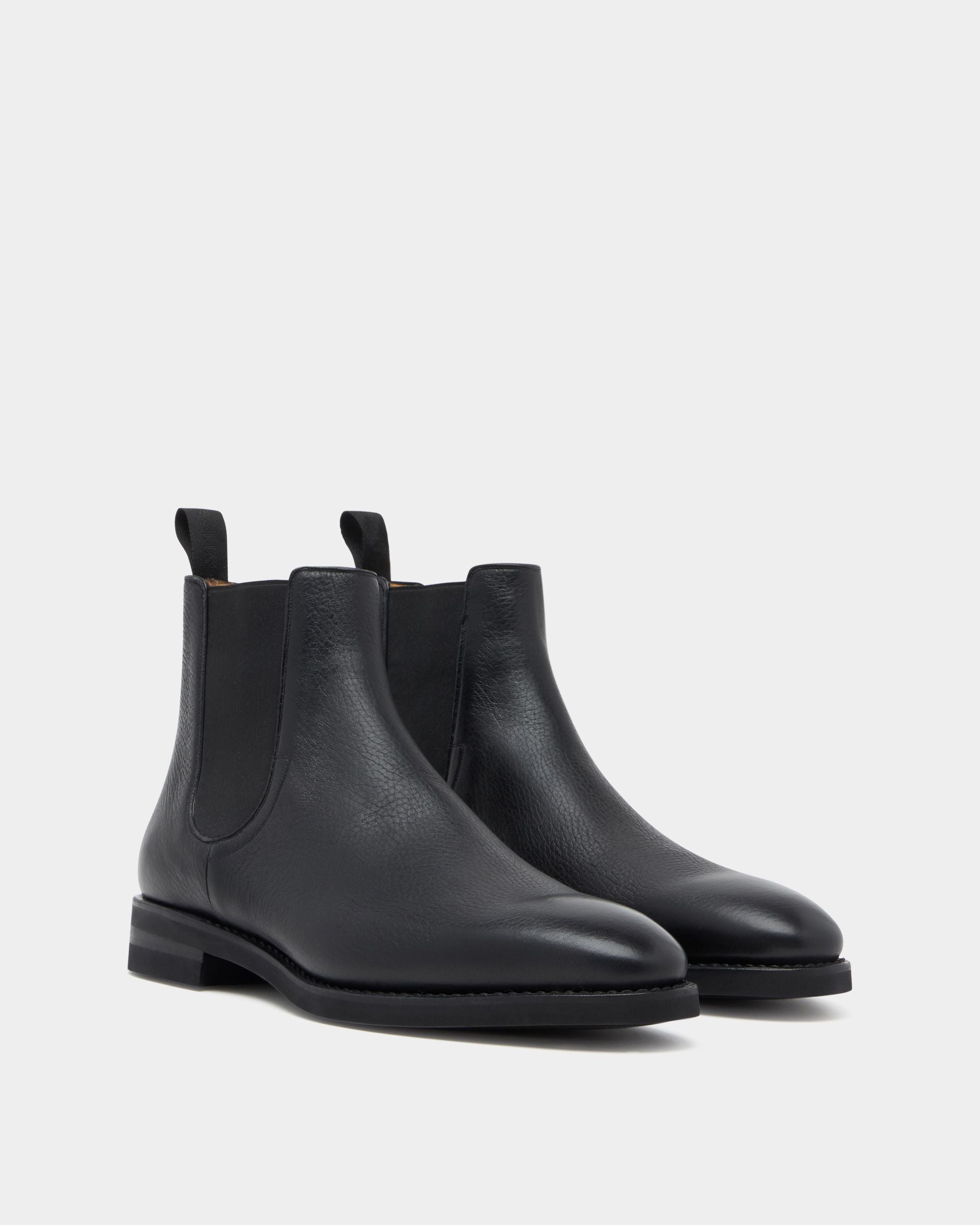 Bally Global - Scribe Un Bootie in Black Grained Leather - Black