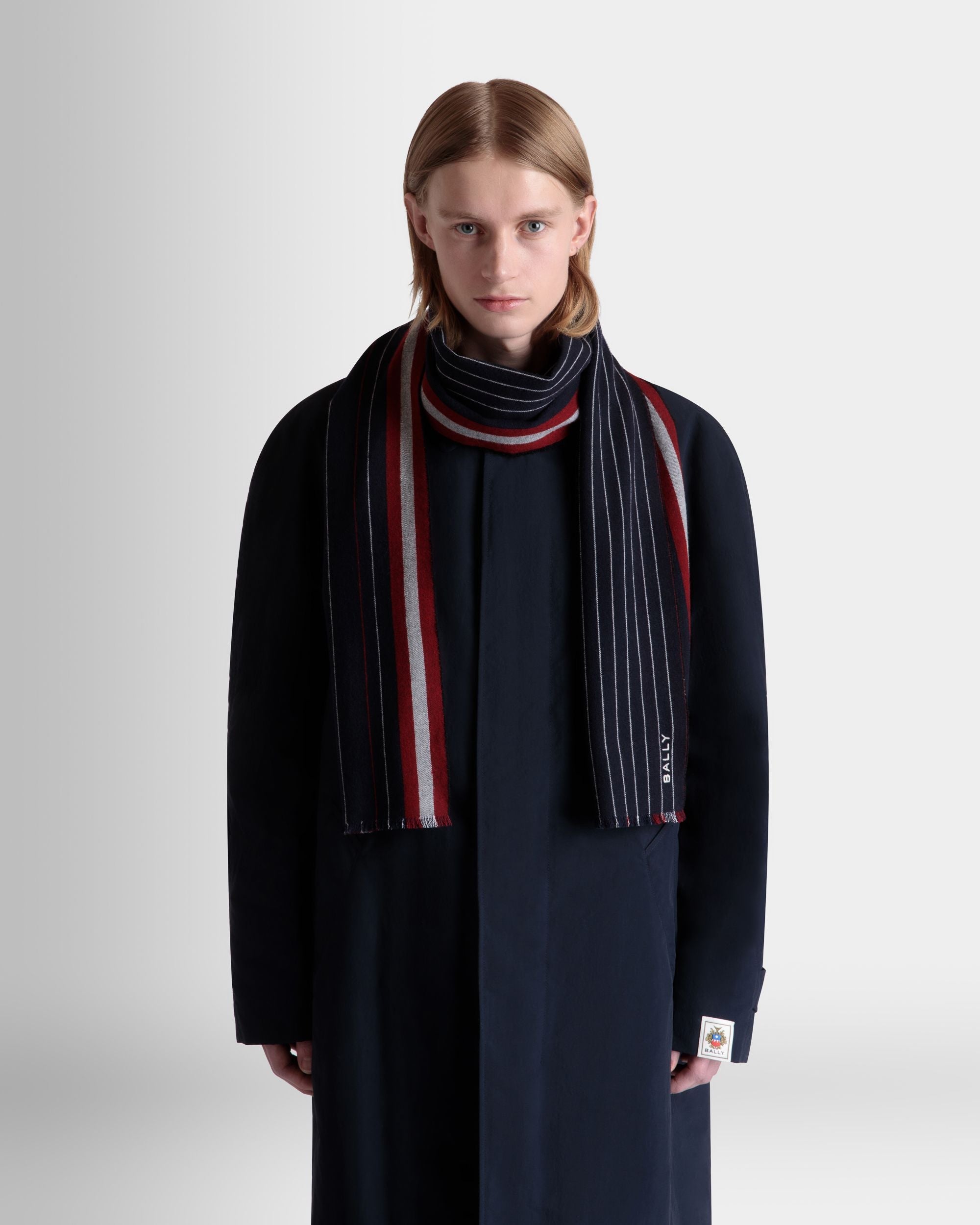Bally Global - マフラー ネイビーブルー ウール - ブルー