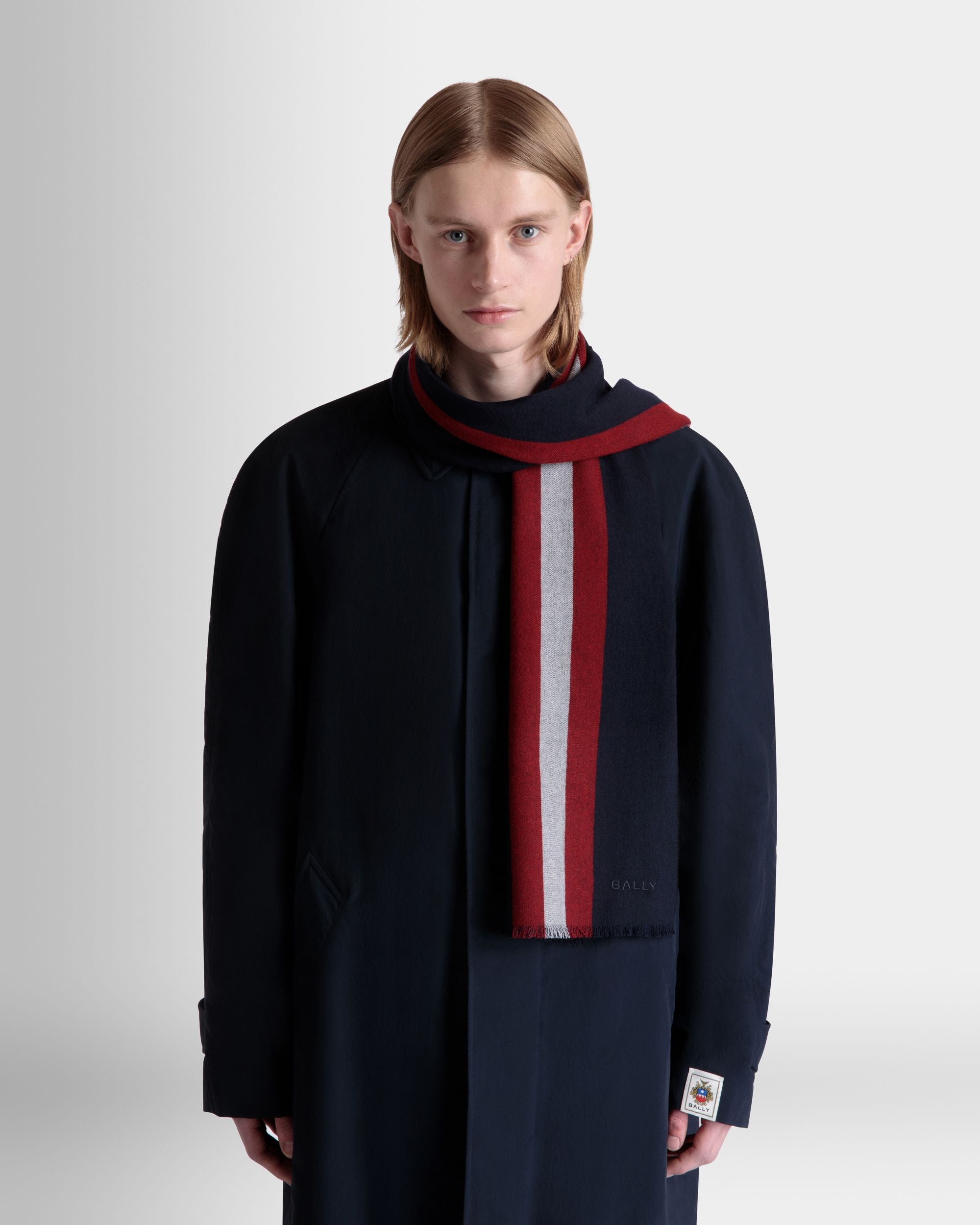 Bally Global - スカーフ ネイビーブルーウール - ブルー