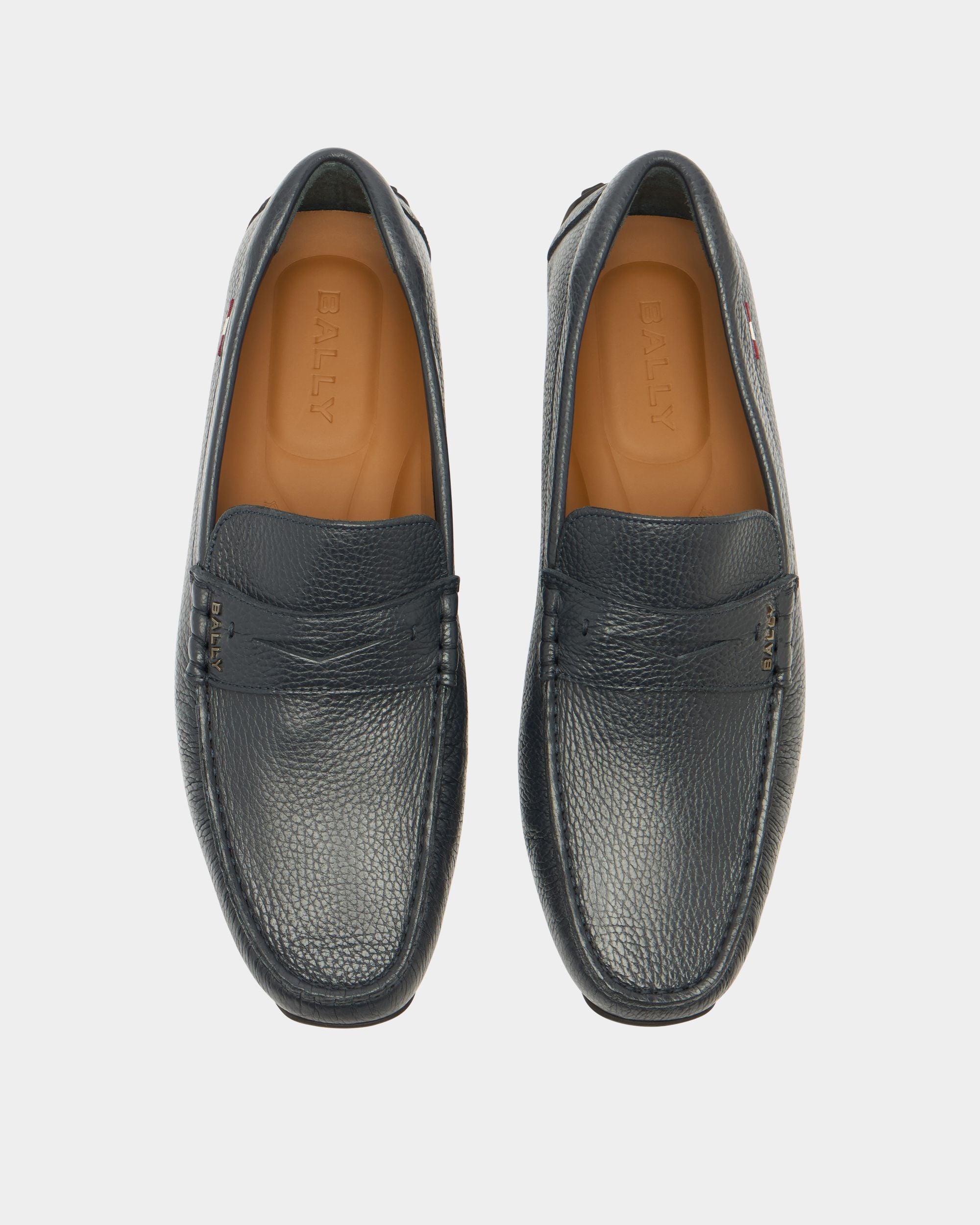 Bally Global - Pilot ドライバー ネイビーブルーグレインレザー - ブルー