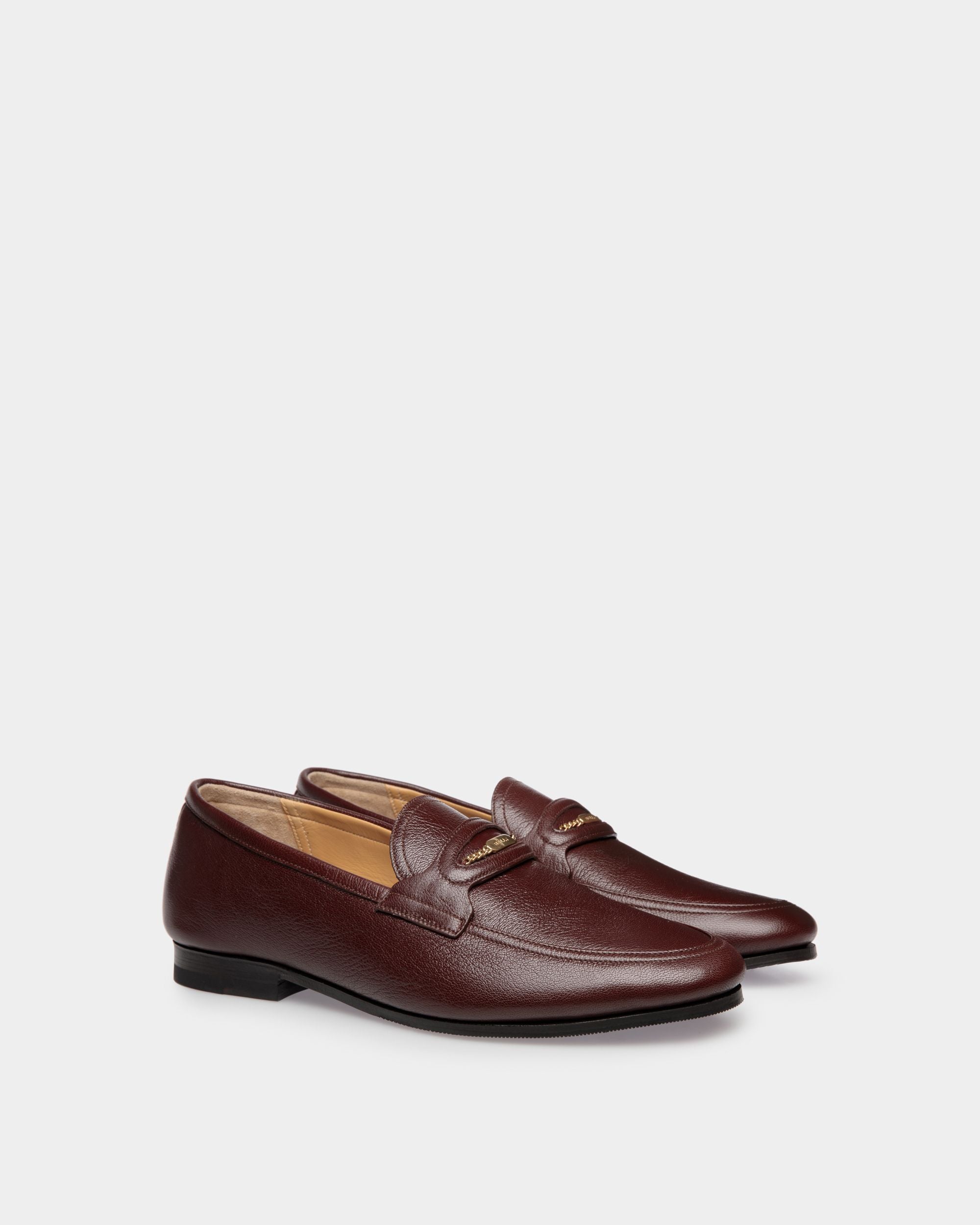 Bally Global - Plume Loafer in Chestnut Brown Grained Leather - Brown