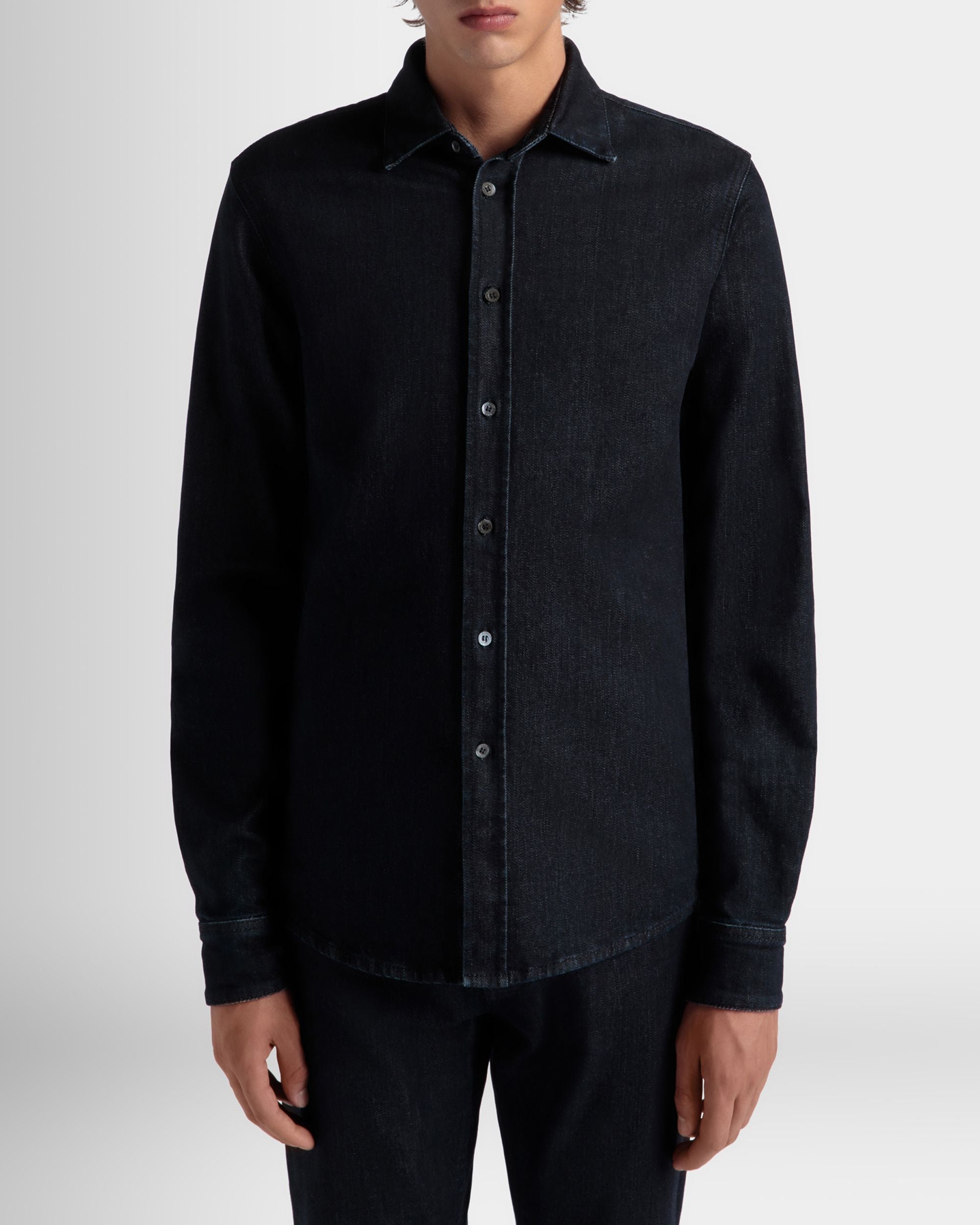 Bally Global - Adrien Brodyトラベルコレクション ロングスリーブ シャツ Navy Blue コットンブレンド - ブルー