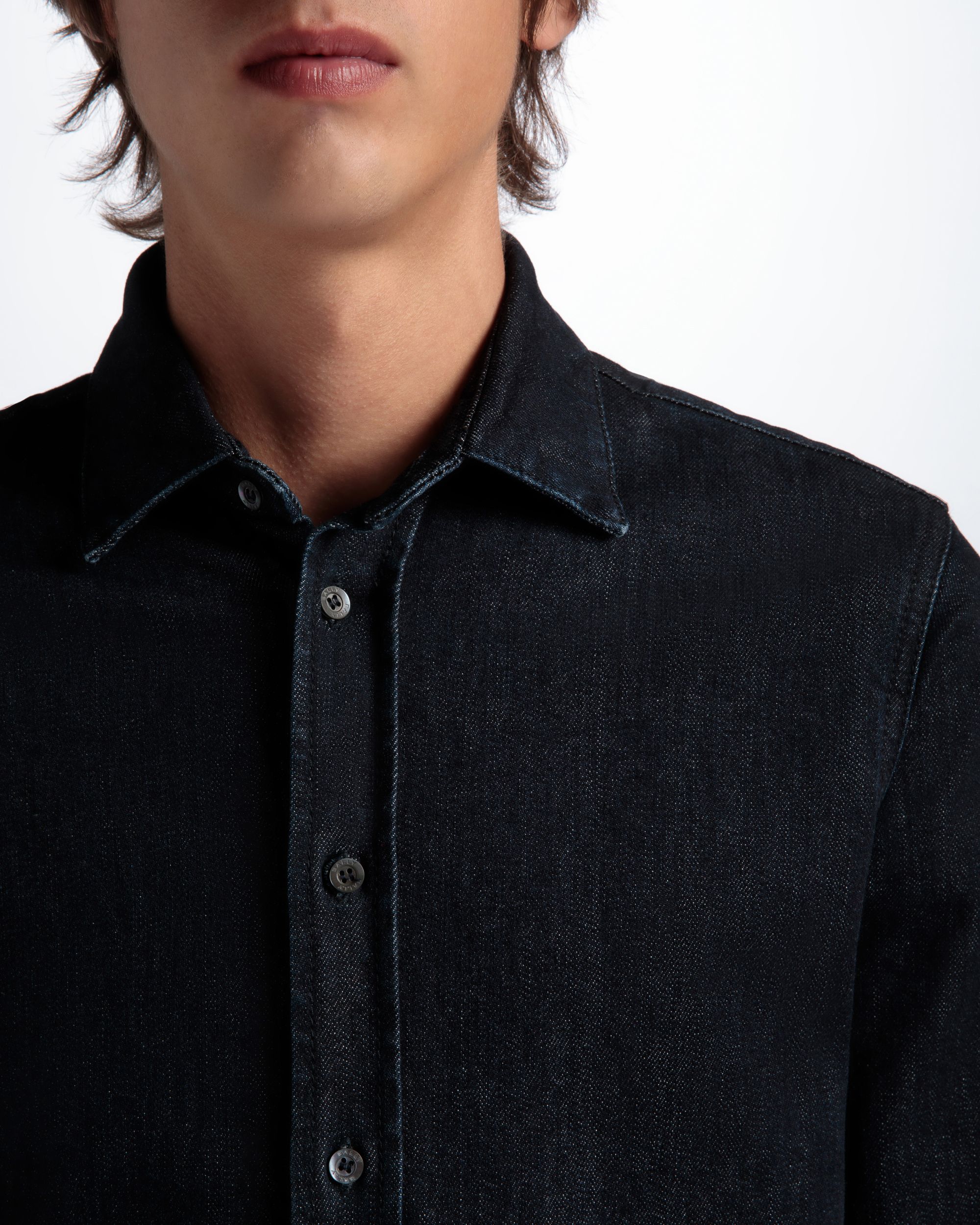 Bally Global - Adrien Brodyトラベルコレクション ロングスリーブ シャツ Navy Blue コットンブレンド - ブルー