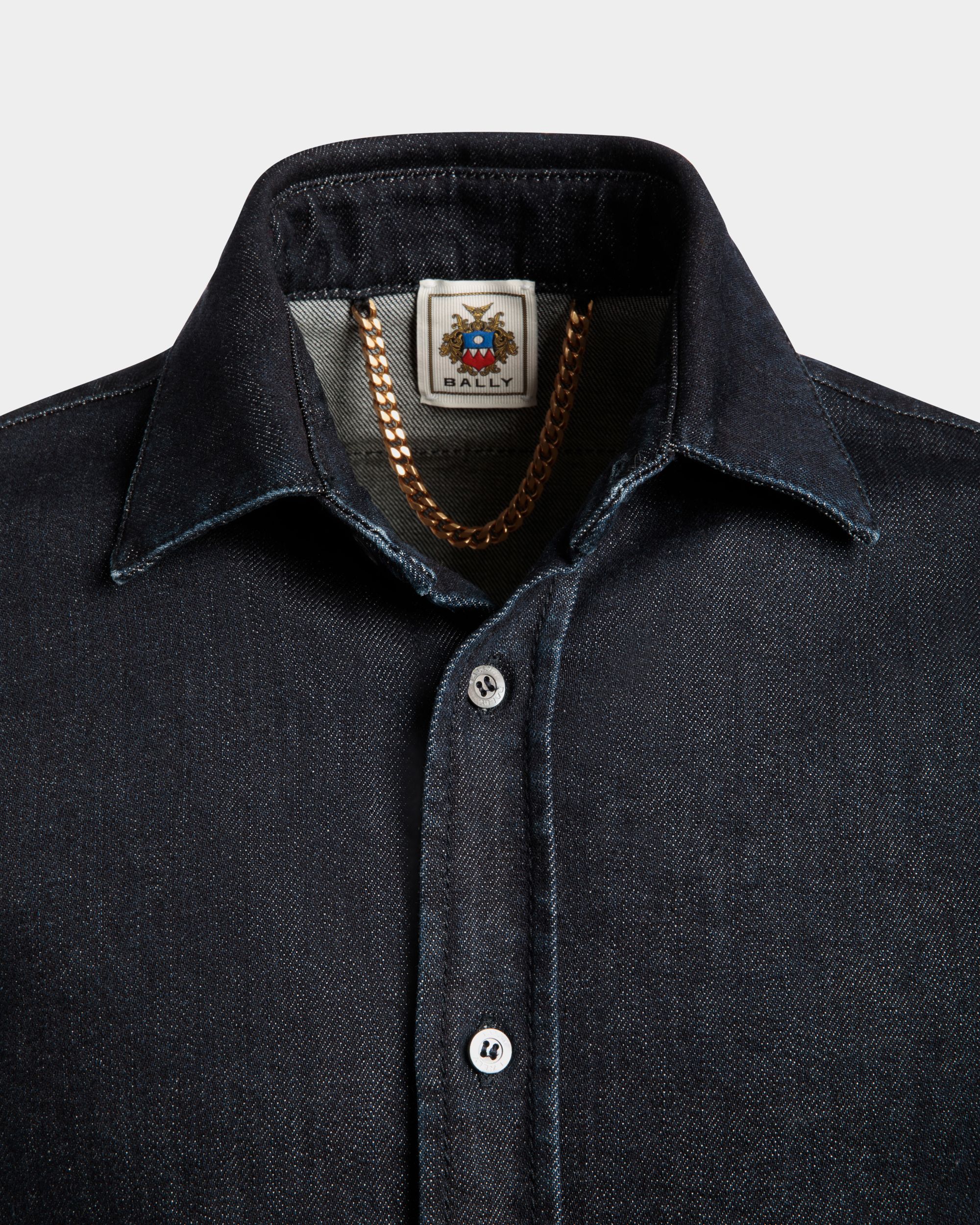 Bally Global - Adrien Brodyトラベルコレクション ロングスリーブ シャツ Navy Blue コットンブレンド - ブルー