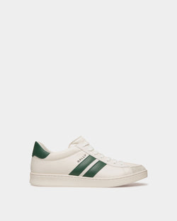 Tennis Sneaker in White and Green Leather