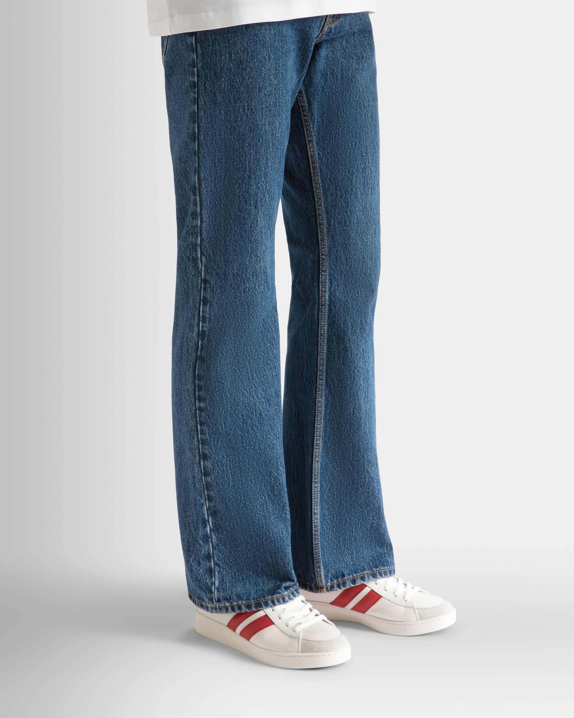 Bally Global - Tennis Sneaker in White and Candy Red Leather - Red