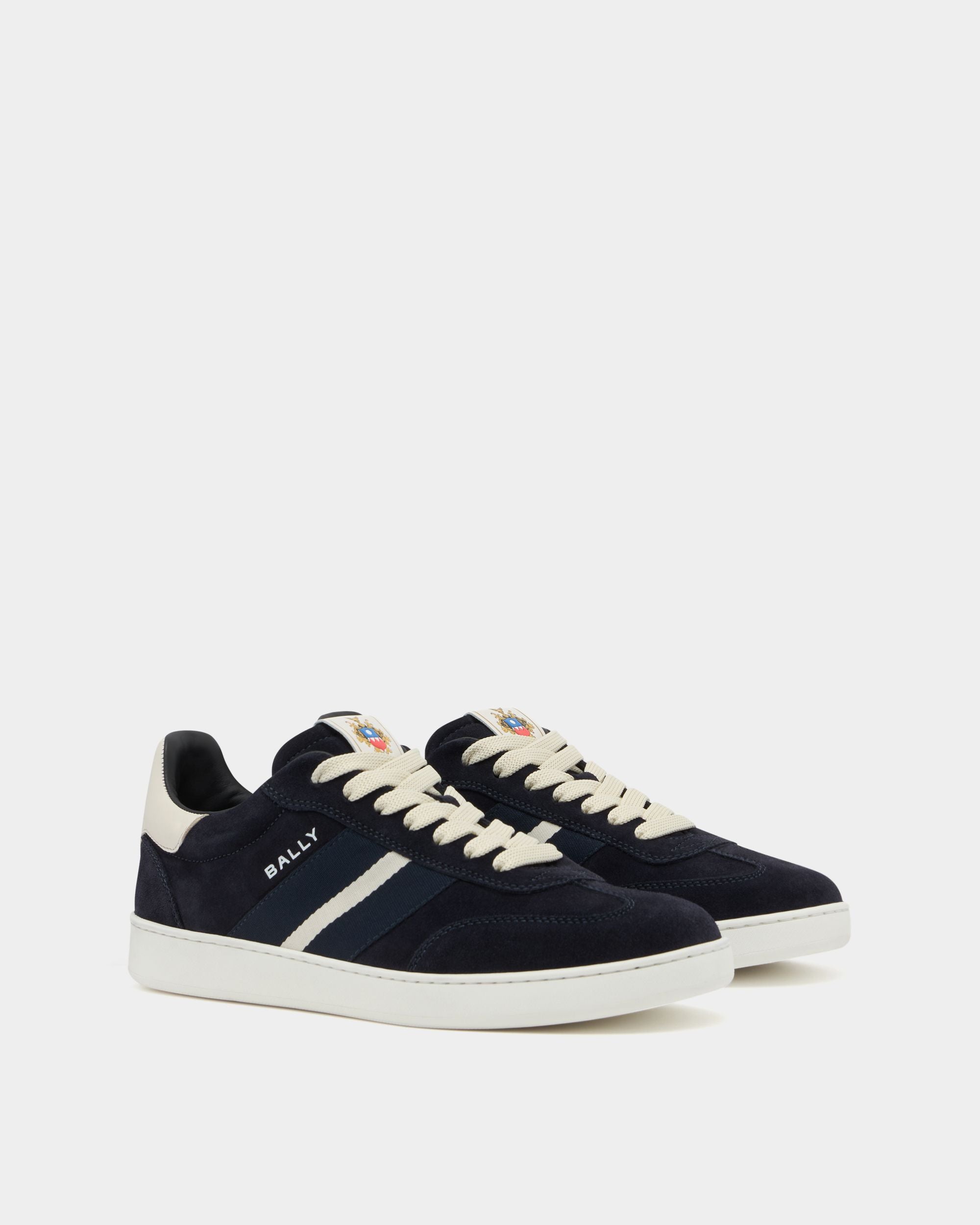 Bally Global - Retro Crest Sneaker in Navy Blue Suede - Blue