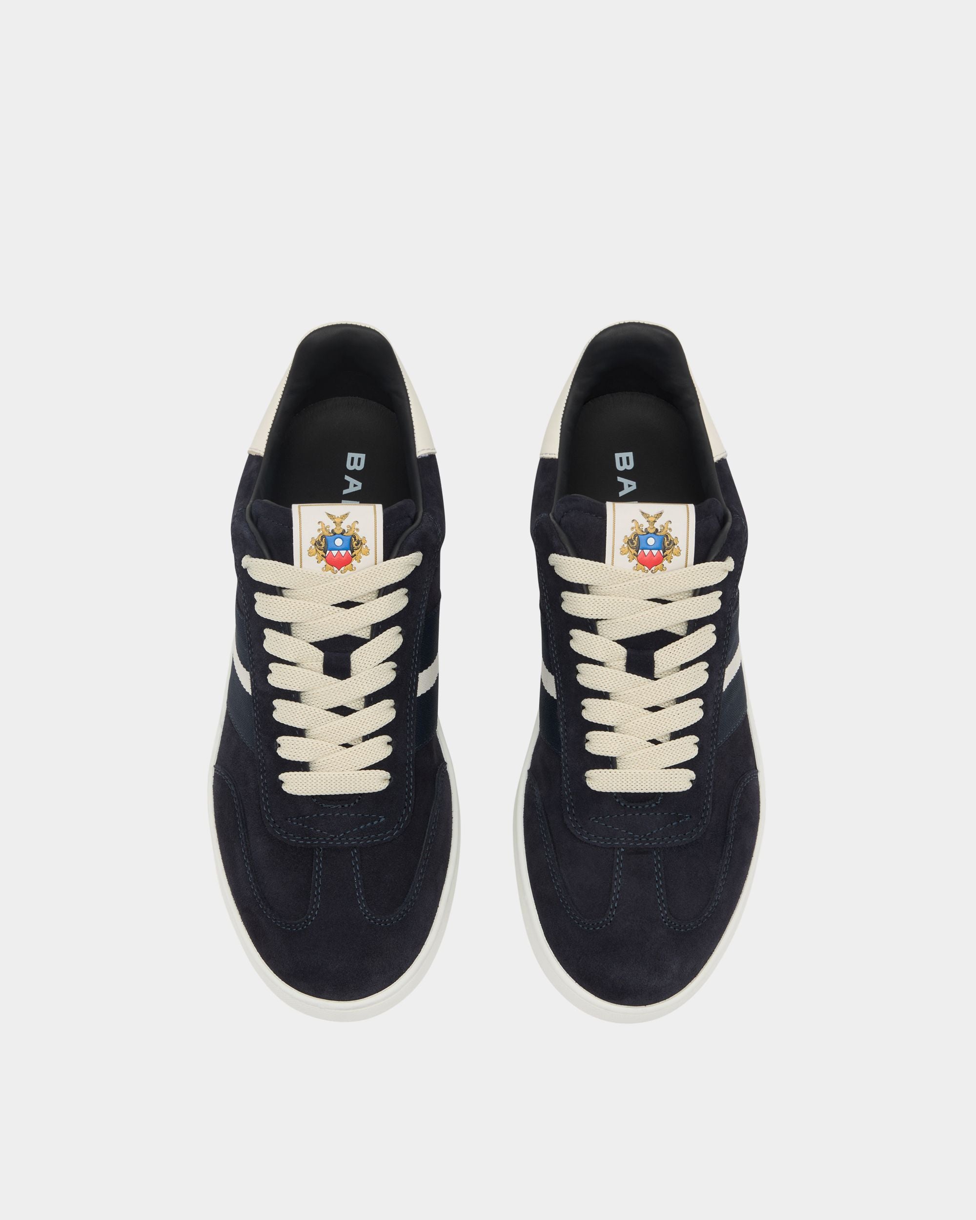 Bally Global - Retro Crest Sneaker in Navy Blue Suede - Blue