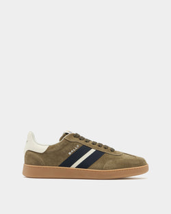 Retro Crest Sneaker in Green Suede