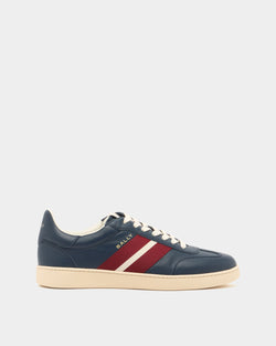 Retro Crest Sneaker in Blue Leather