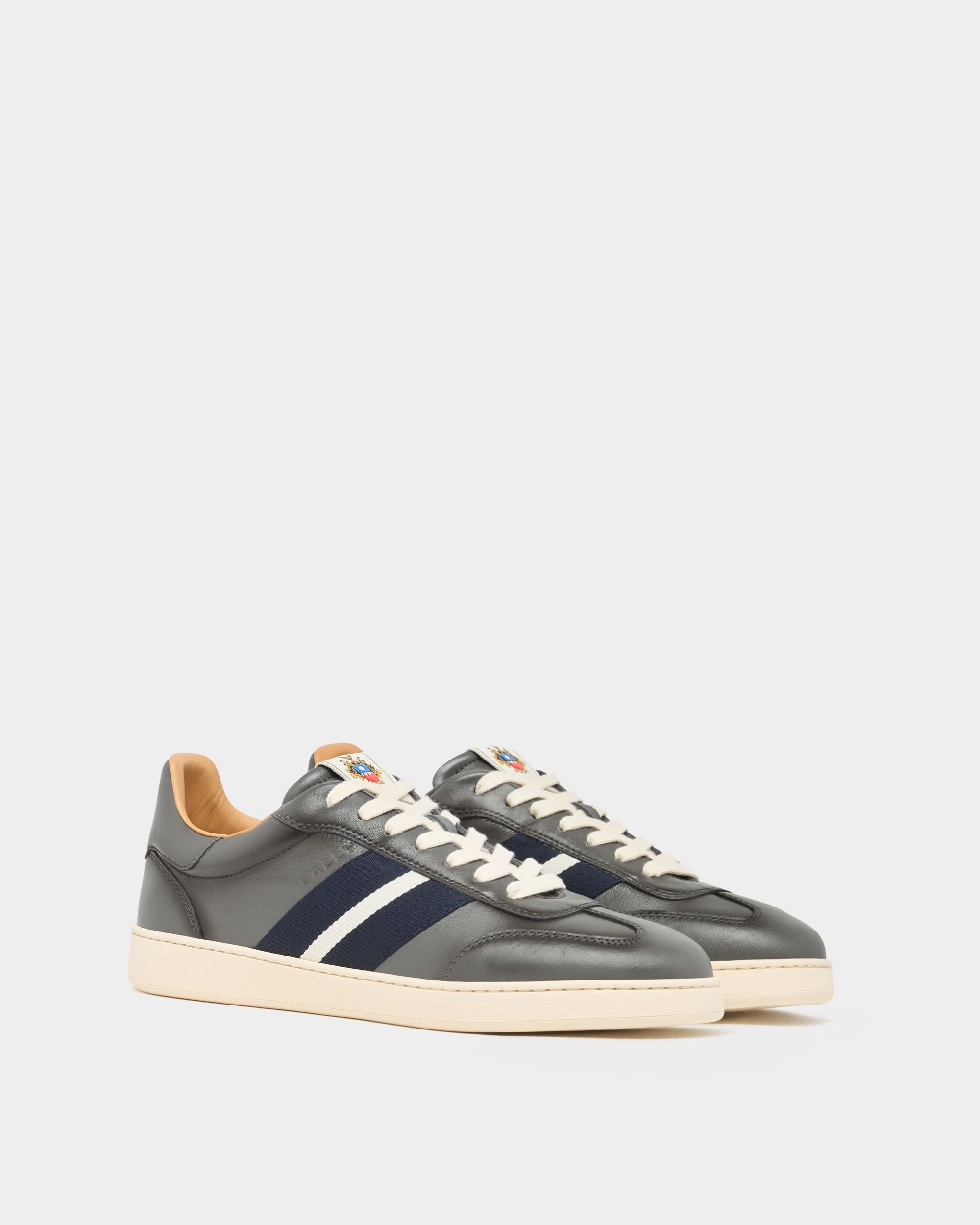 Bally Global - Retro Crest Sneaker in Grey Brushed Leather - Grey