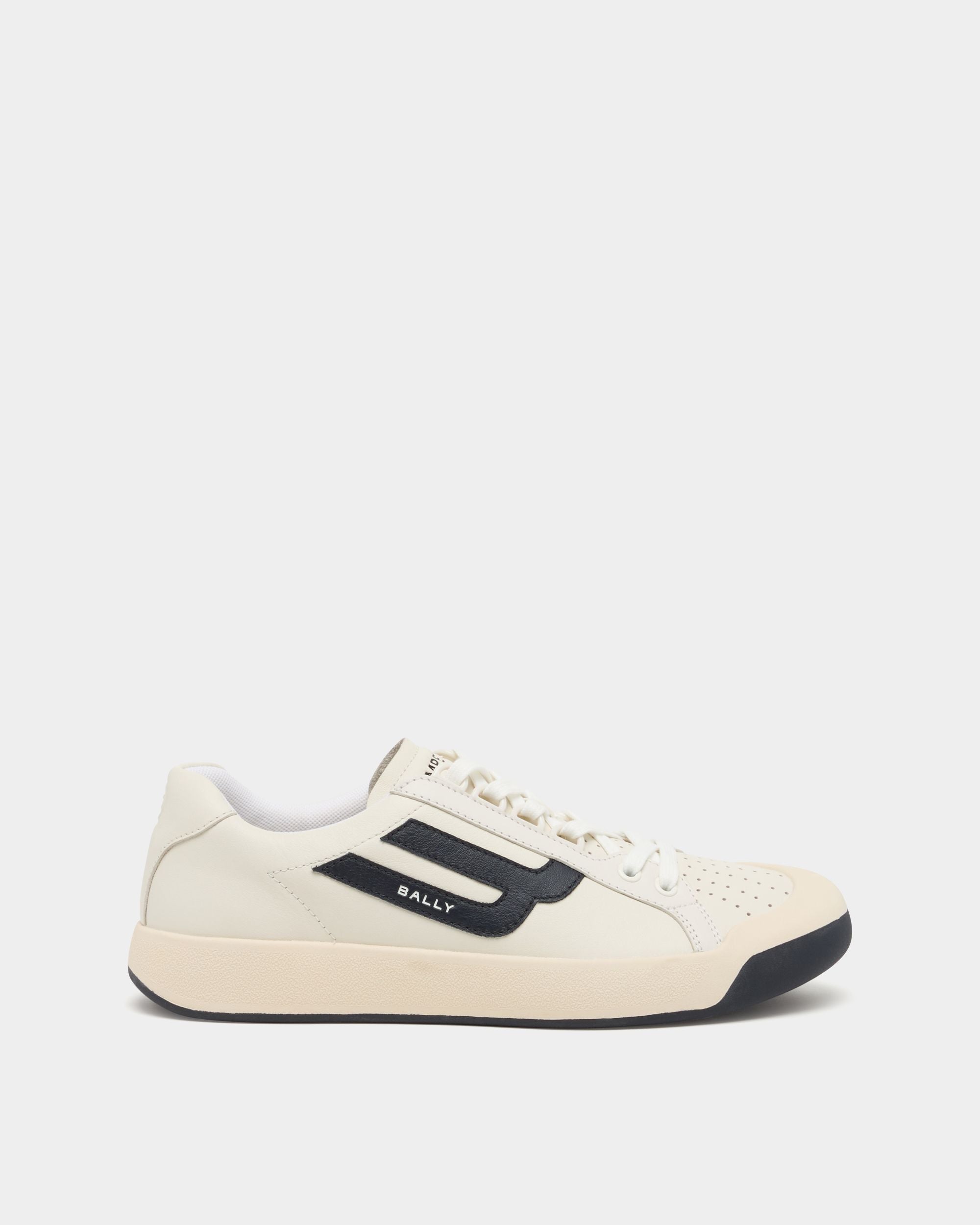 Bally Global - Competition Sneaker in White and Navy Blue Leather - White