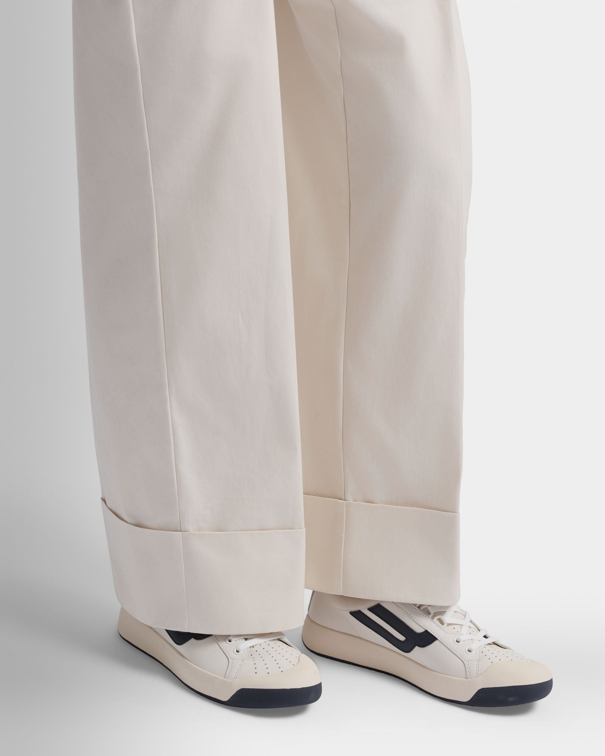 Bally Global - Competition Sneaker in White and Navy Blue Leather - White