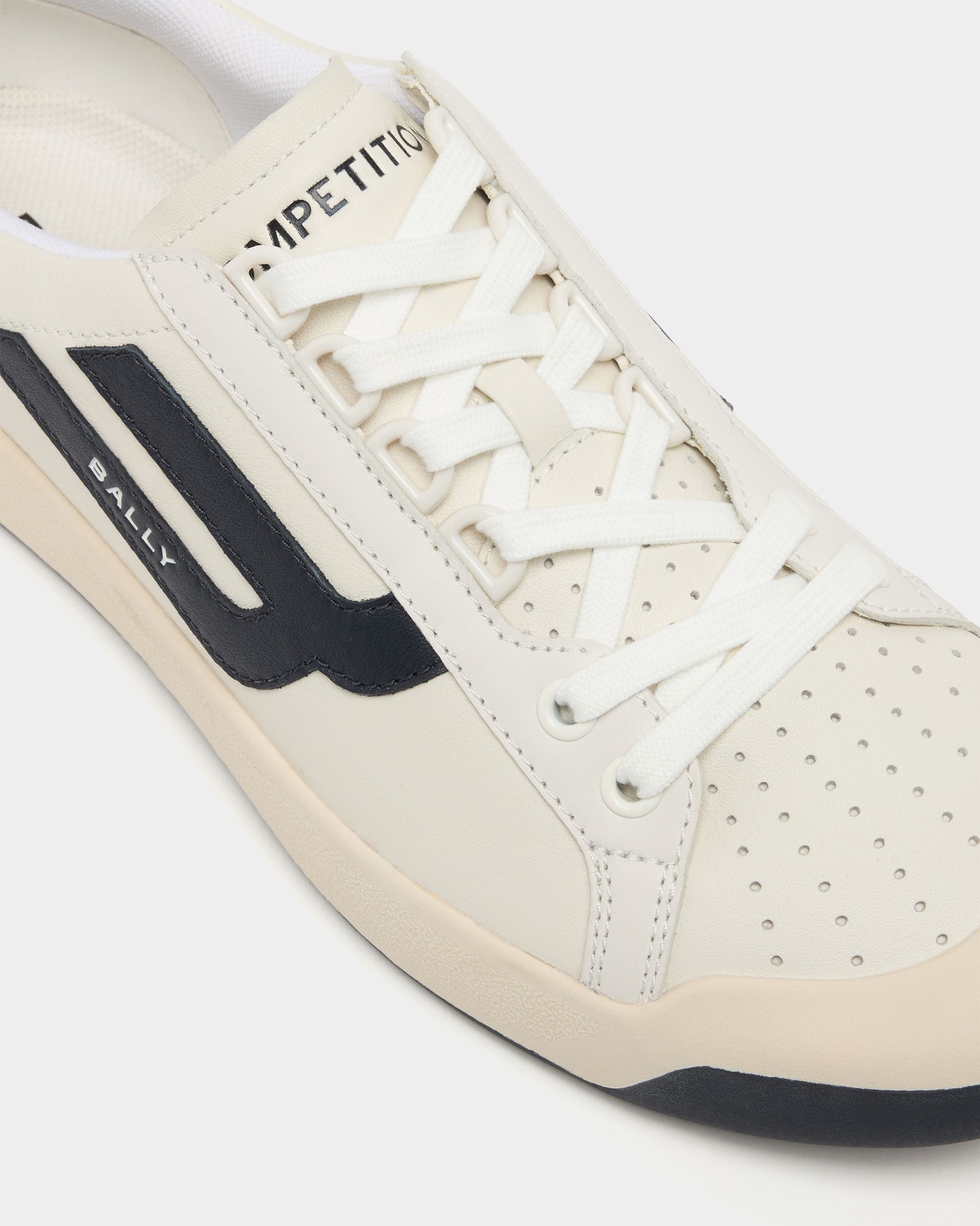 Bally Global - Competition Sneaker in White and Navy Blue Leather - White
