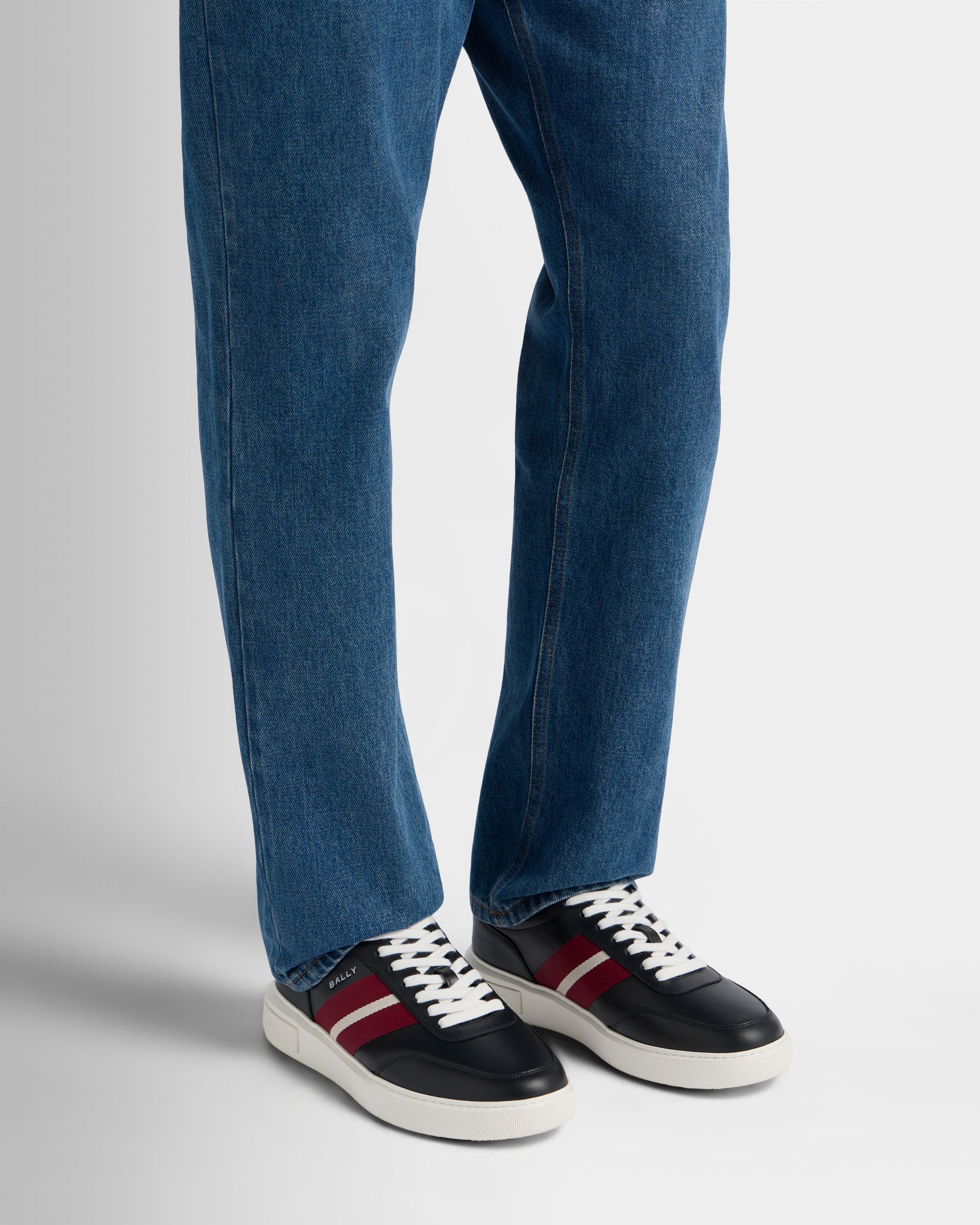 Bally Global - Bally Lift Sneaker in Black and Red Leather - Black