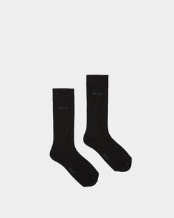 Logo Socks in Navy Blue Cotton