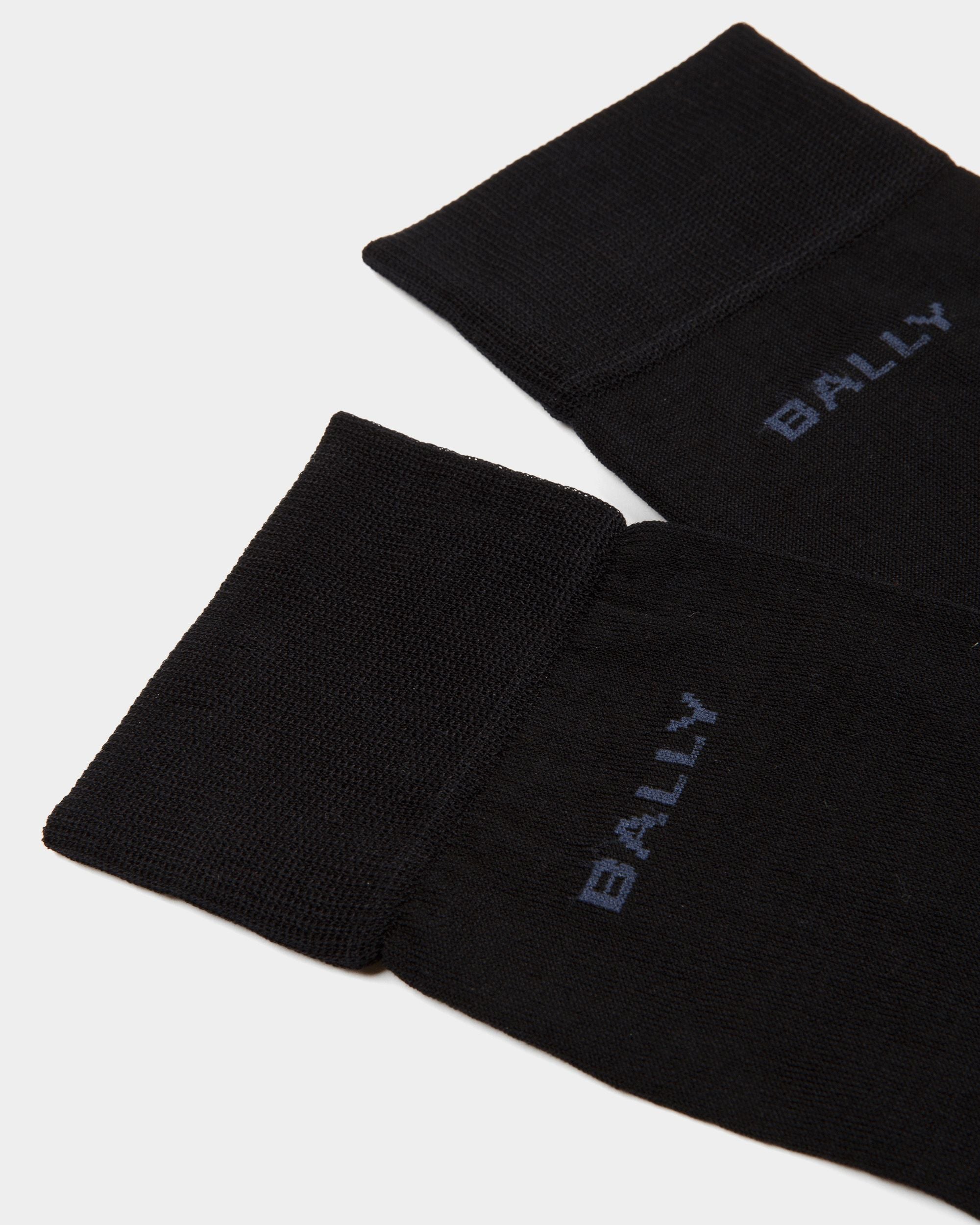 Bally Global - Logo Socks in Navy Blue Cotton - Blue