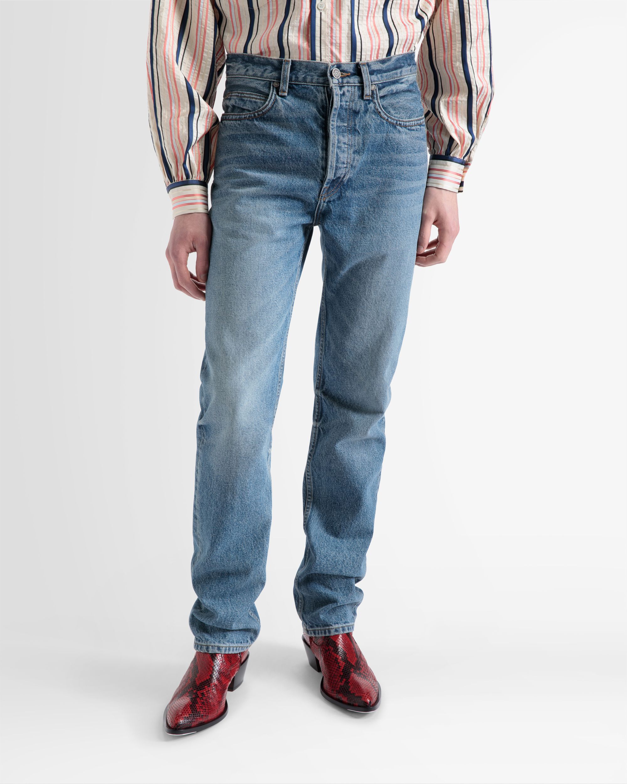 Bally Global - Flared Pants In Blue Denim - Blue