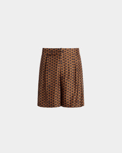 Pennant Shorts in Brown Silk