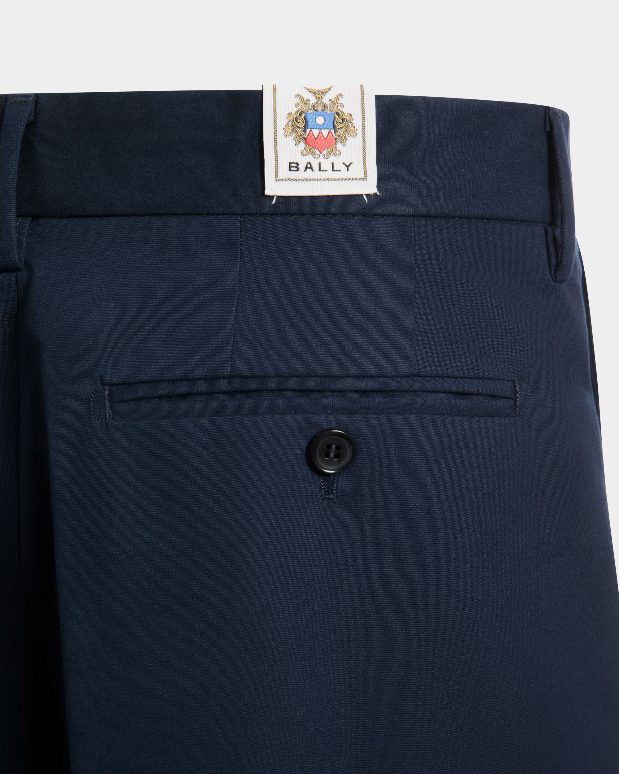 Bally Global - Regular Pleated Pants in Navy Blue Cotton Blend - Blue