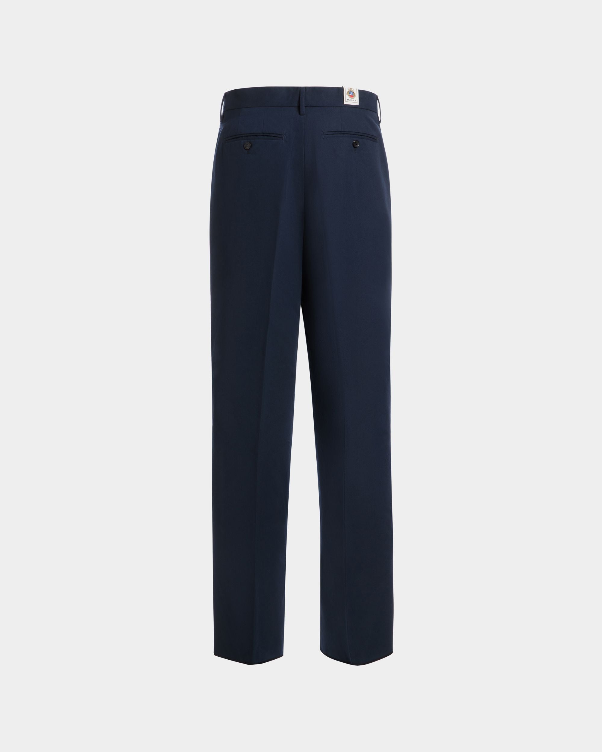 Bally Global - Regular Pleated Pants in Navy Blue Cotton Blend - Blue