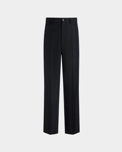 テーラードパンツ ネイビーブルー ウールブレンド