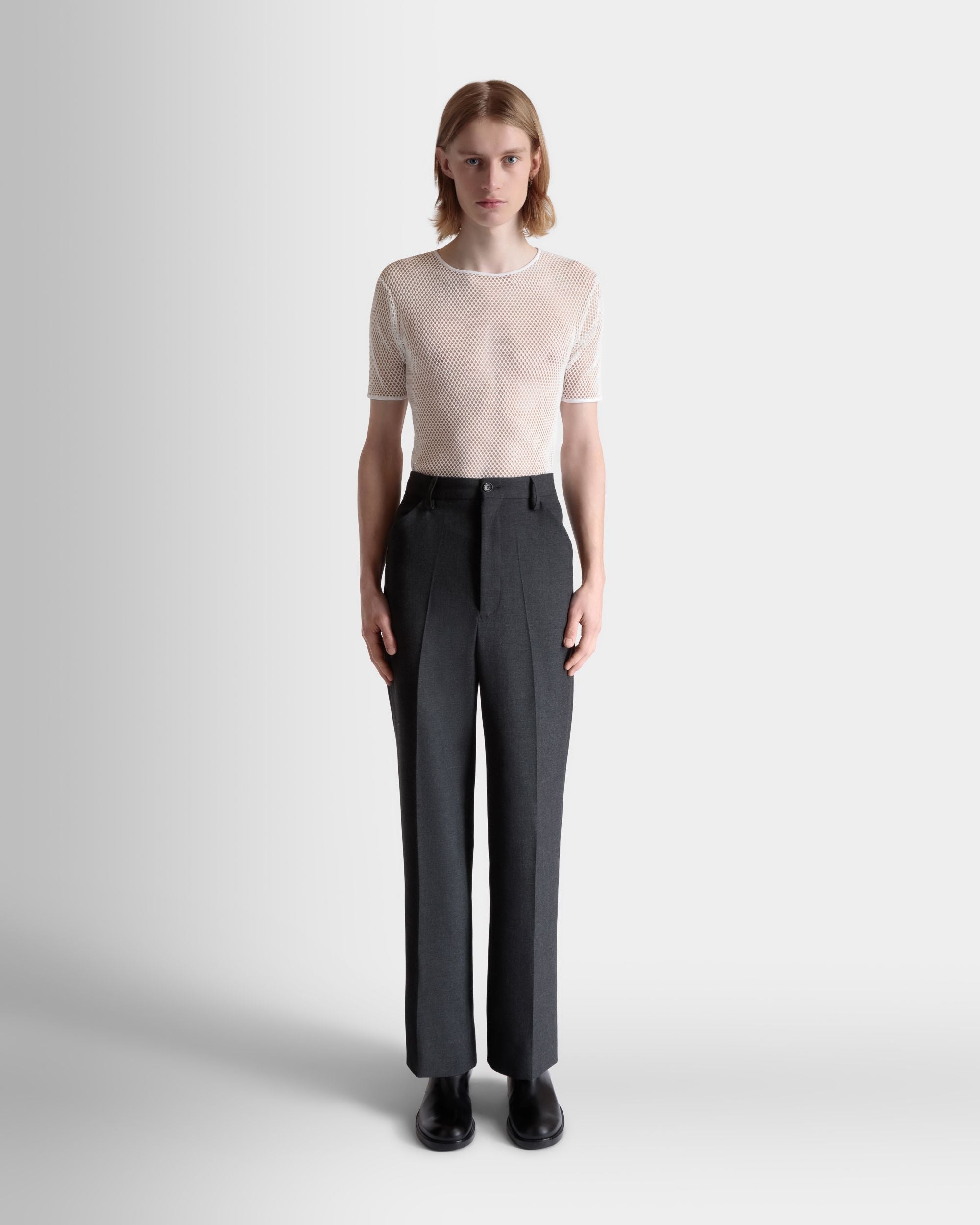 Bally Global - Pants in a Melange Grey Wool Blend - Grey