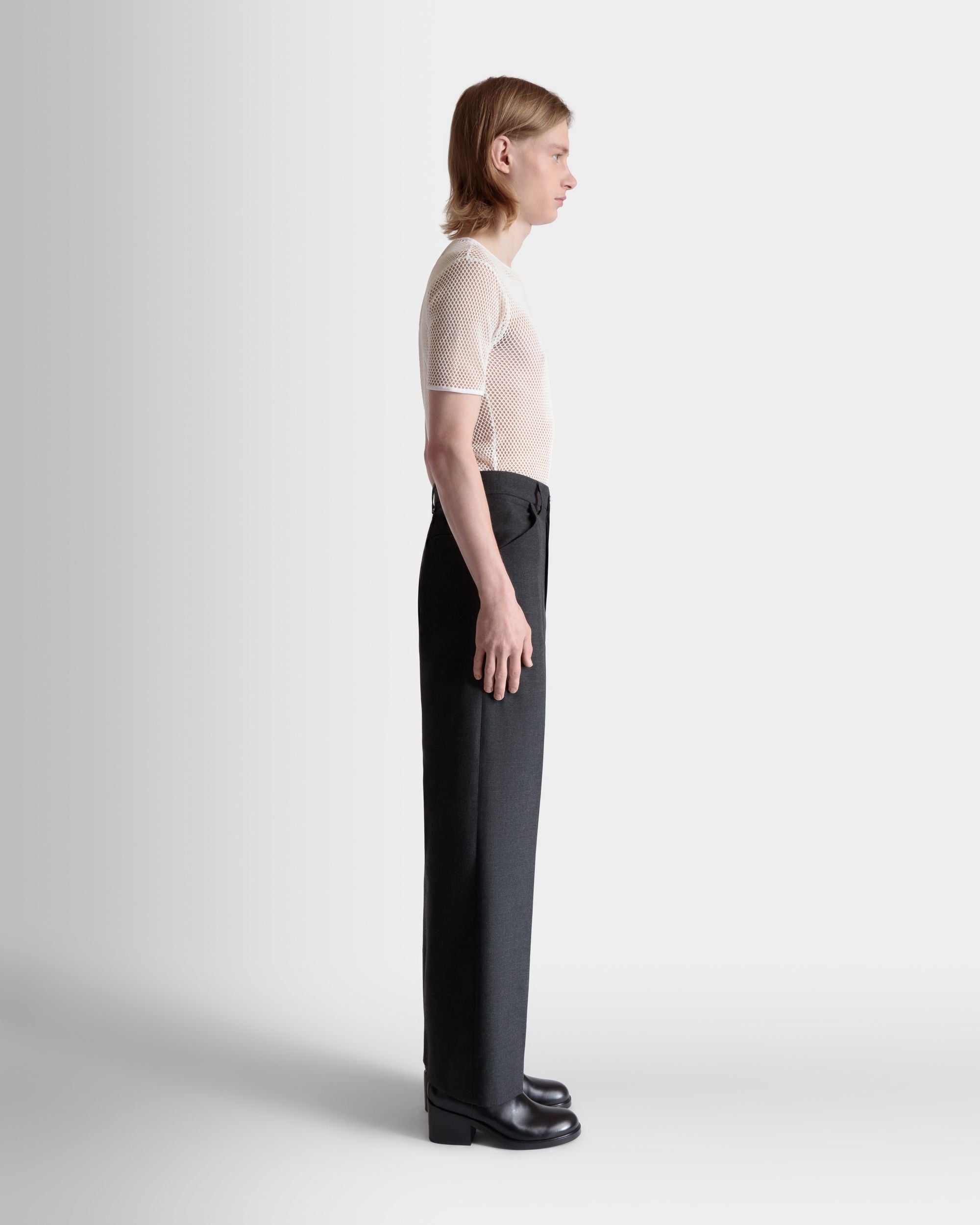 Bally Global - Pants in a Melange Grey Wool Blend - Grey