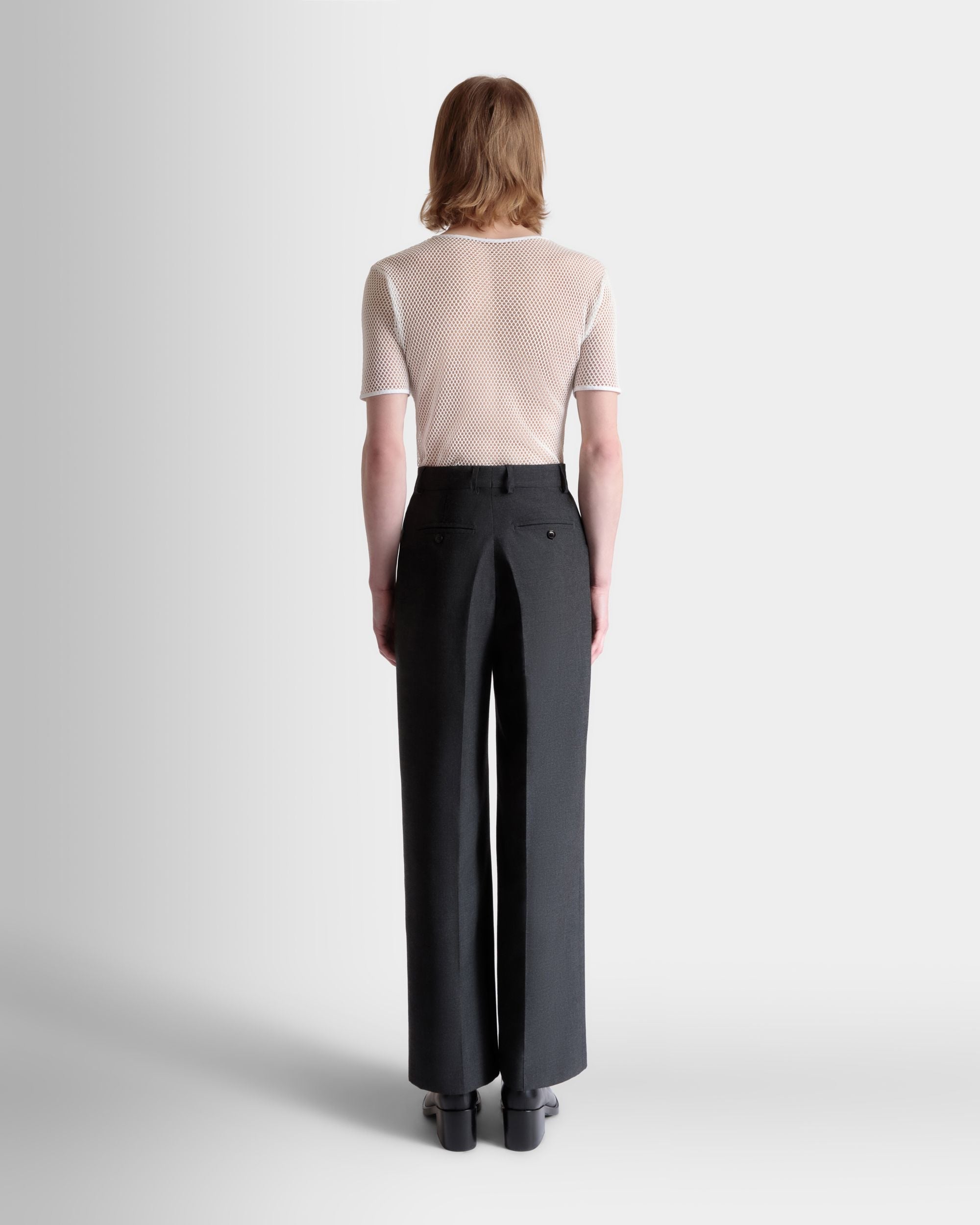 Bally Global - Pants in a Melange Grey Wool Blend - Grey