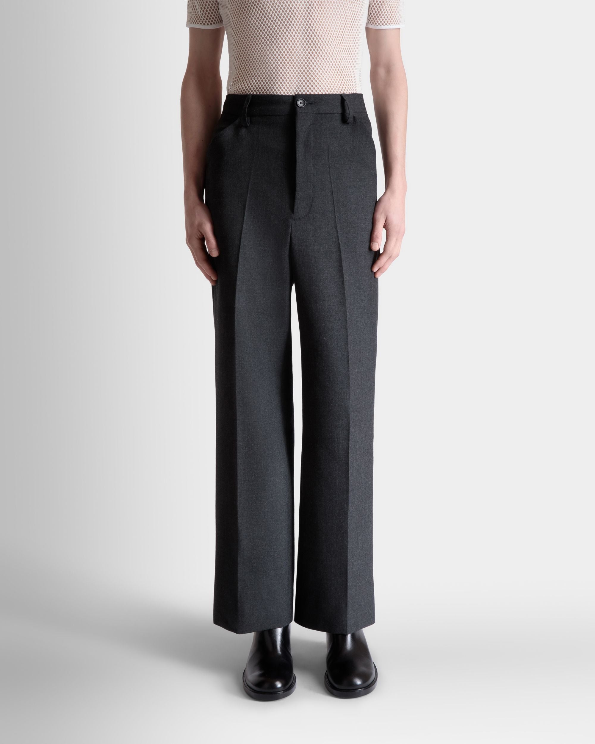 Bally Global - Pants in a Melange Grey Wool Blend - Grey