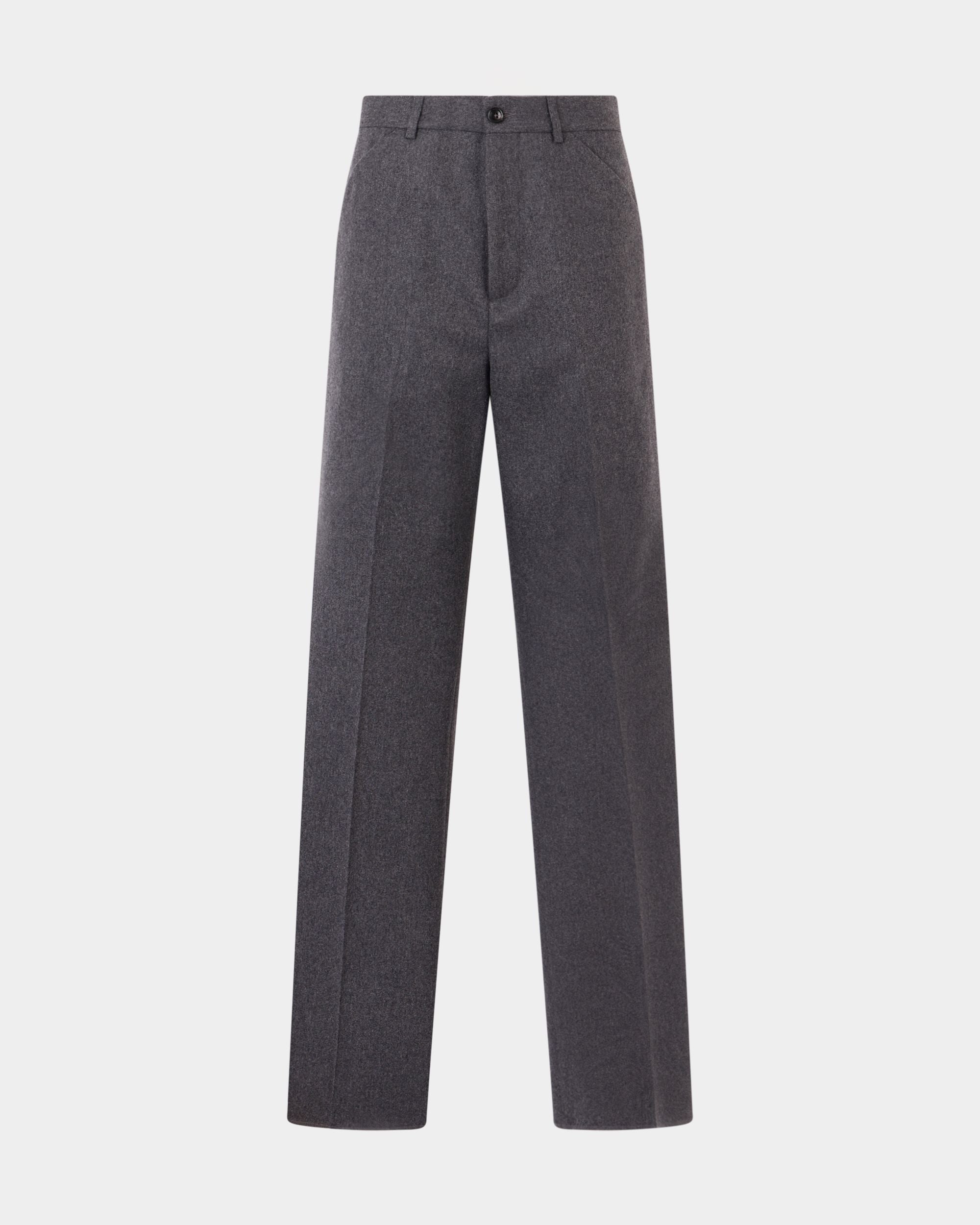Bally Global - Wide-Leg Pants in a Grey Mélange Wool Blend - Grey