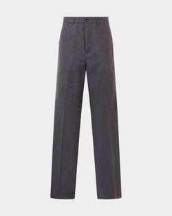Wide-Leg Pants in a Grey Mélange Wool Blend