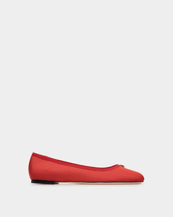 Ballyrina Flat in Red Silk Faille