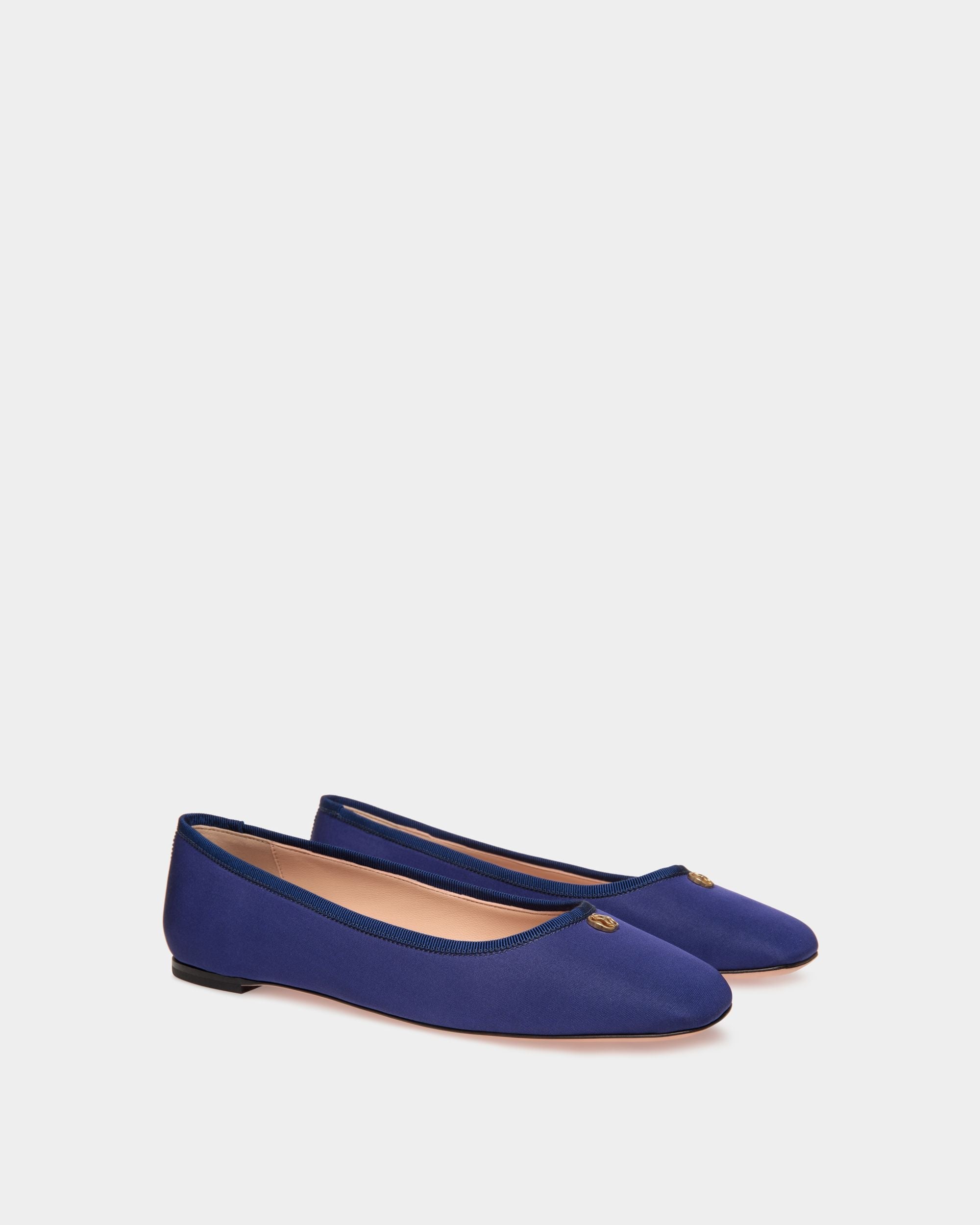 Bally Global - Ballyrina Flat in Blue Faille - Blue