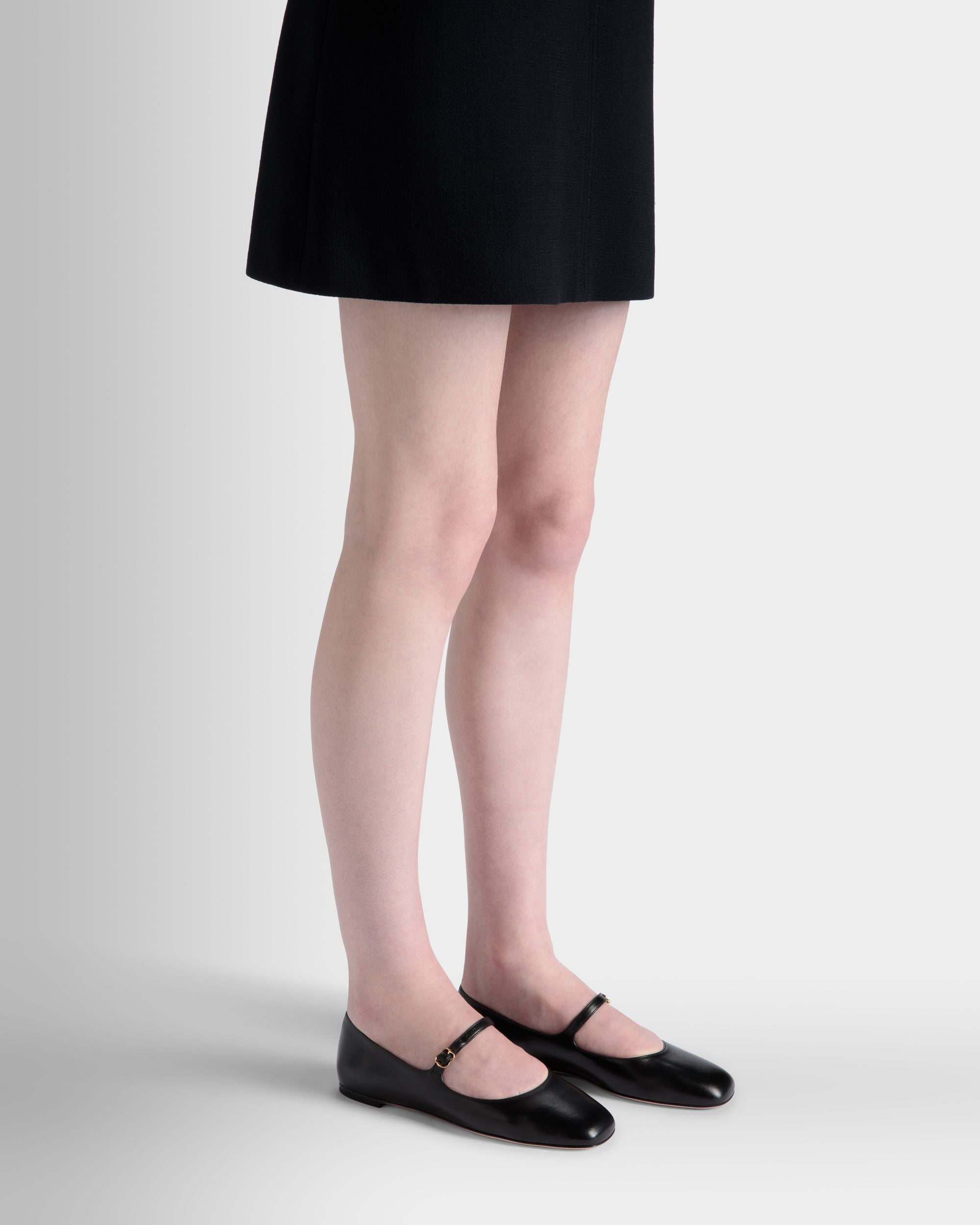 Bally Global - Ballyrina Flat In Black Leather - Black