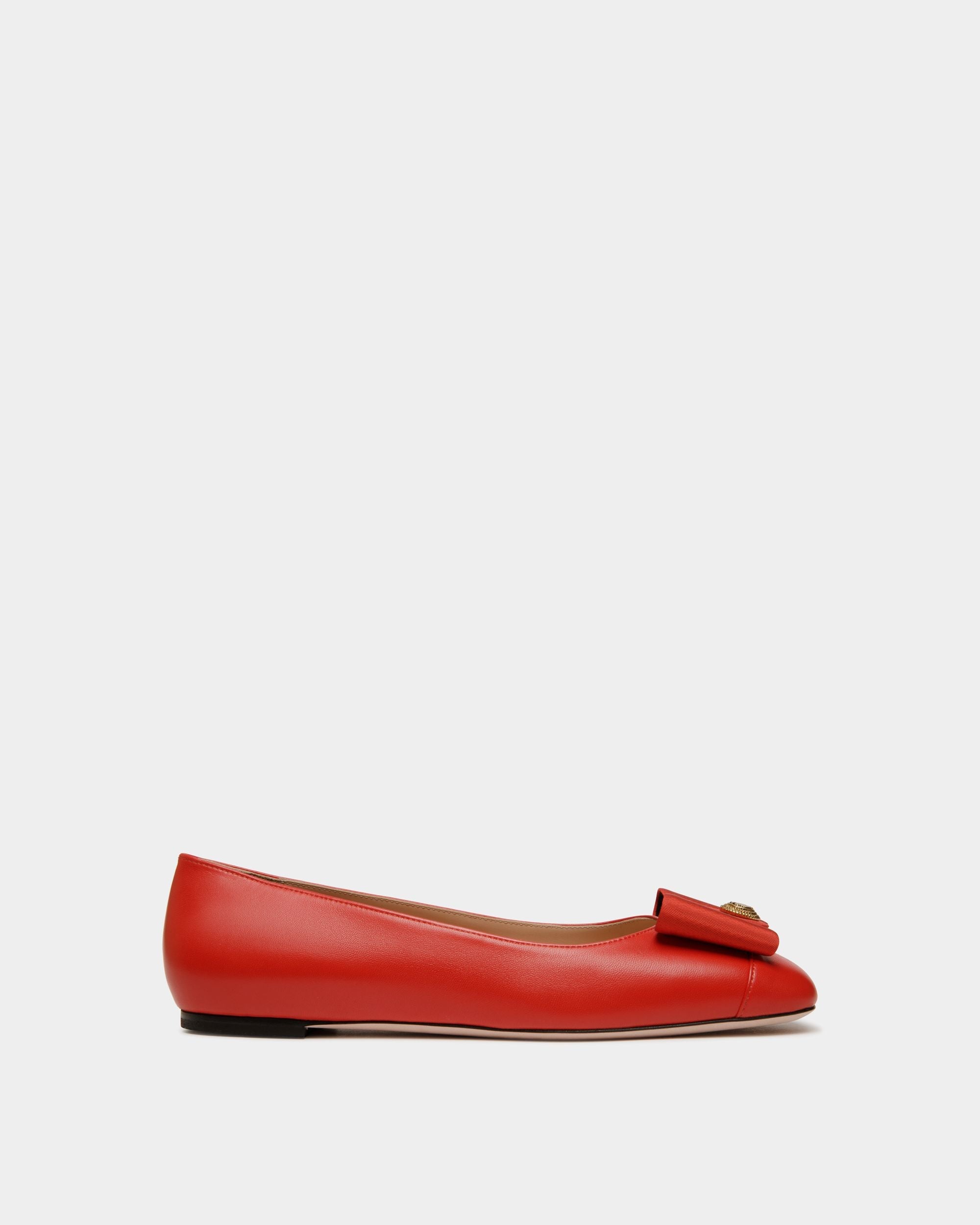 Bally Global - B-Bow Flat in Red Leather - Red
