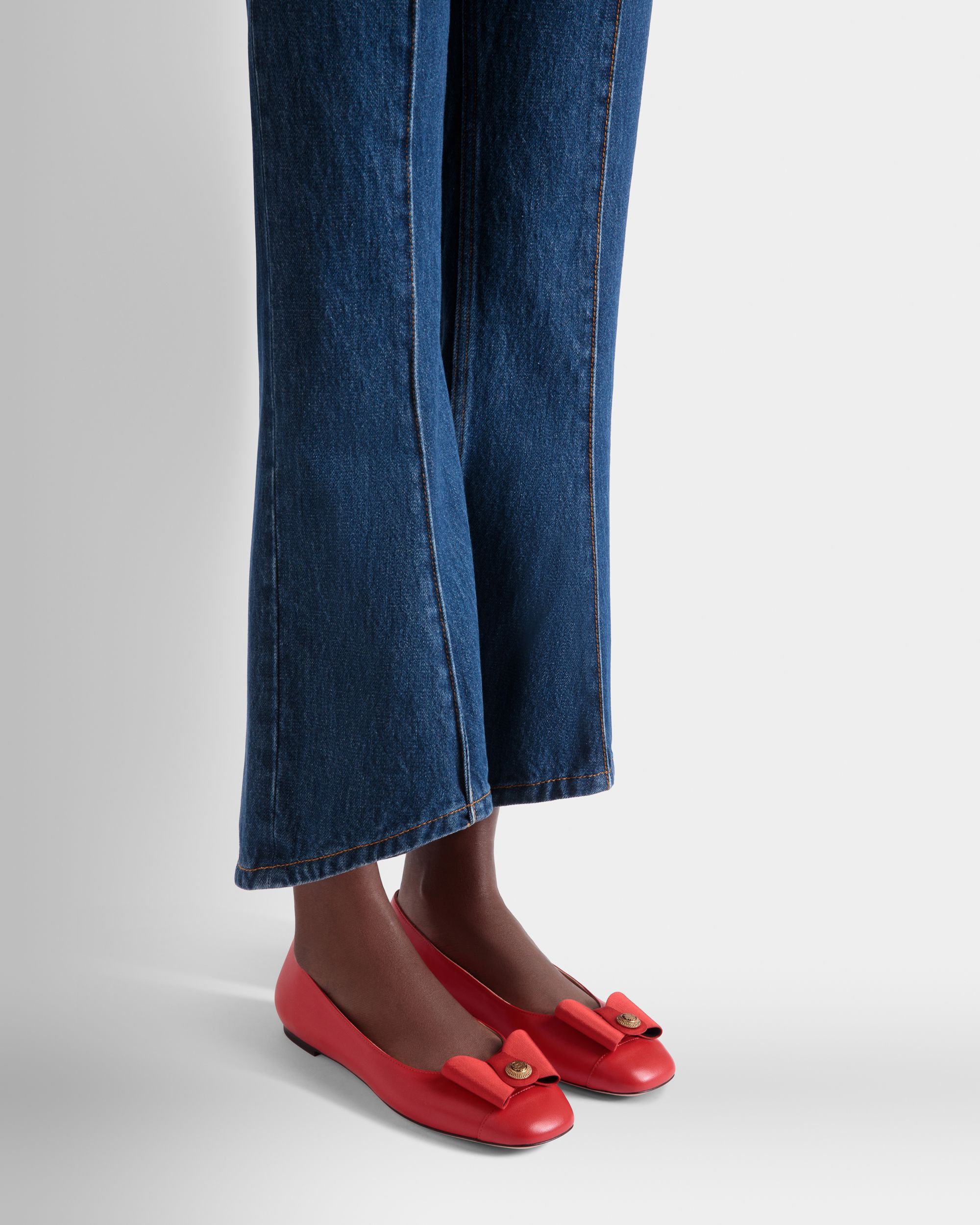 Bally Global - B-Bow Flat in Red Leather - Red