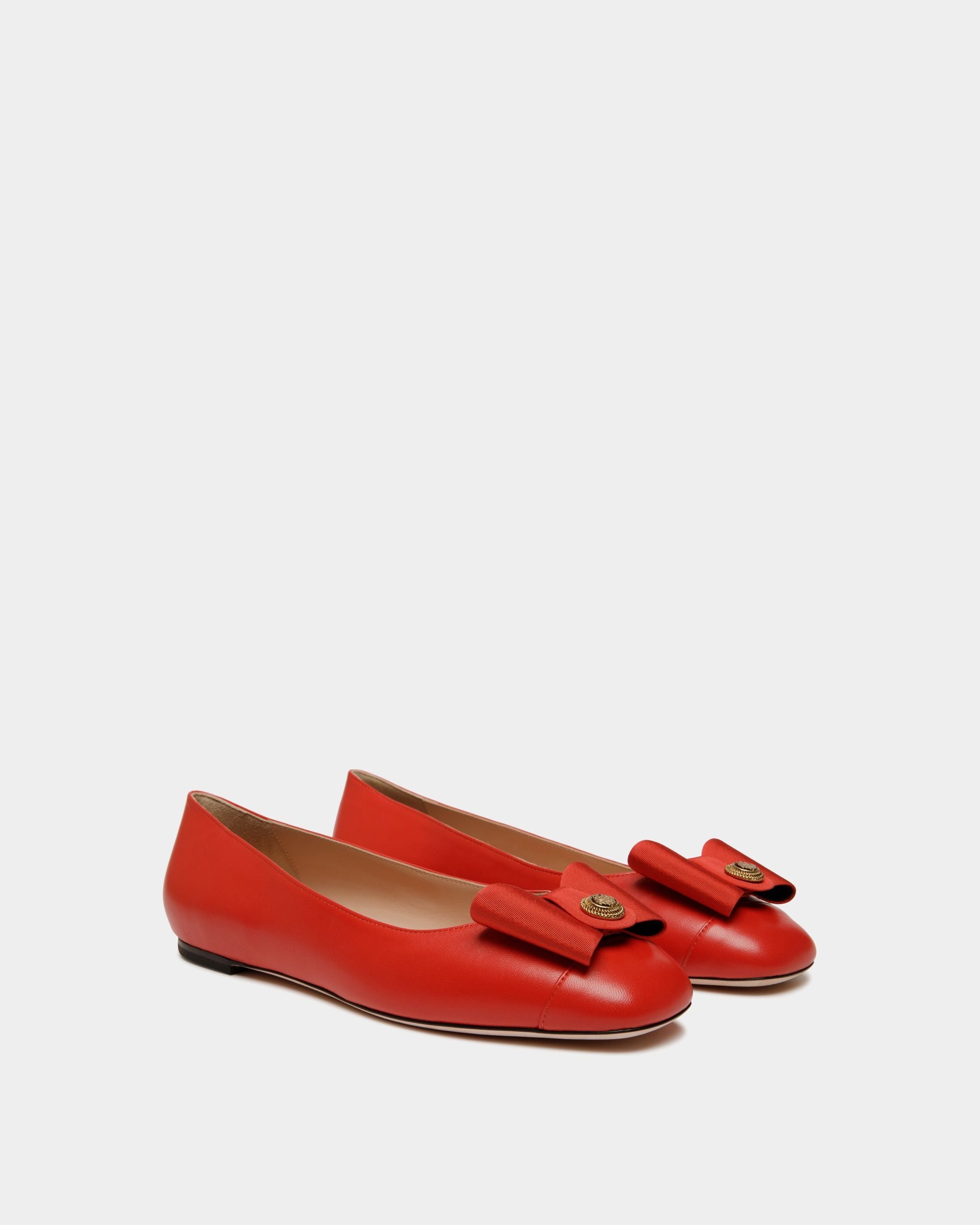 Bally Global - B-Bow Flat in Red Leather - Red