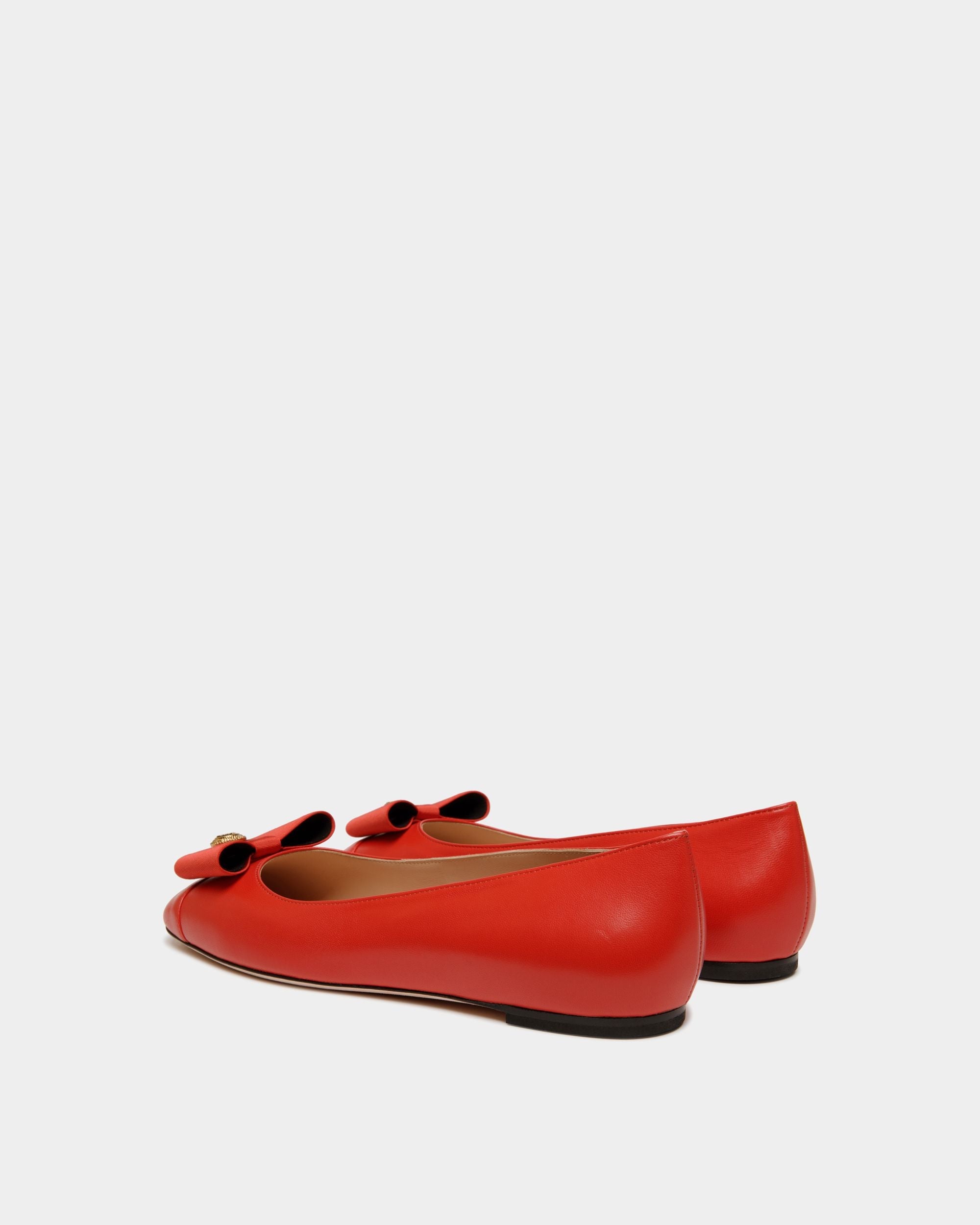 Bally Global - B-Bow Flat in Red Leather - Red