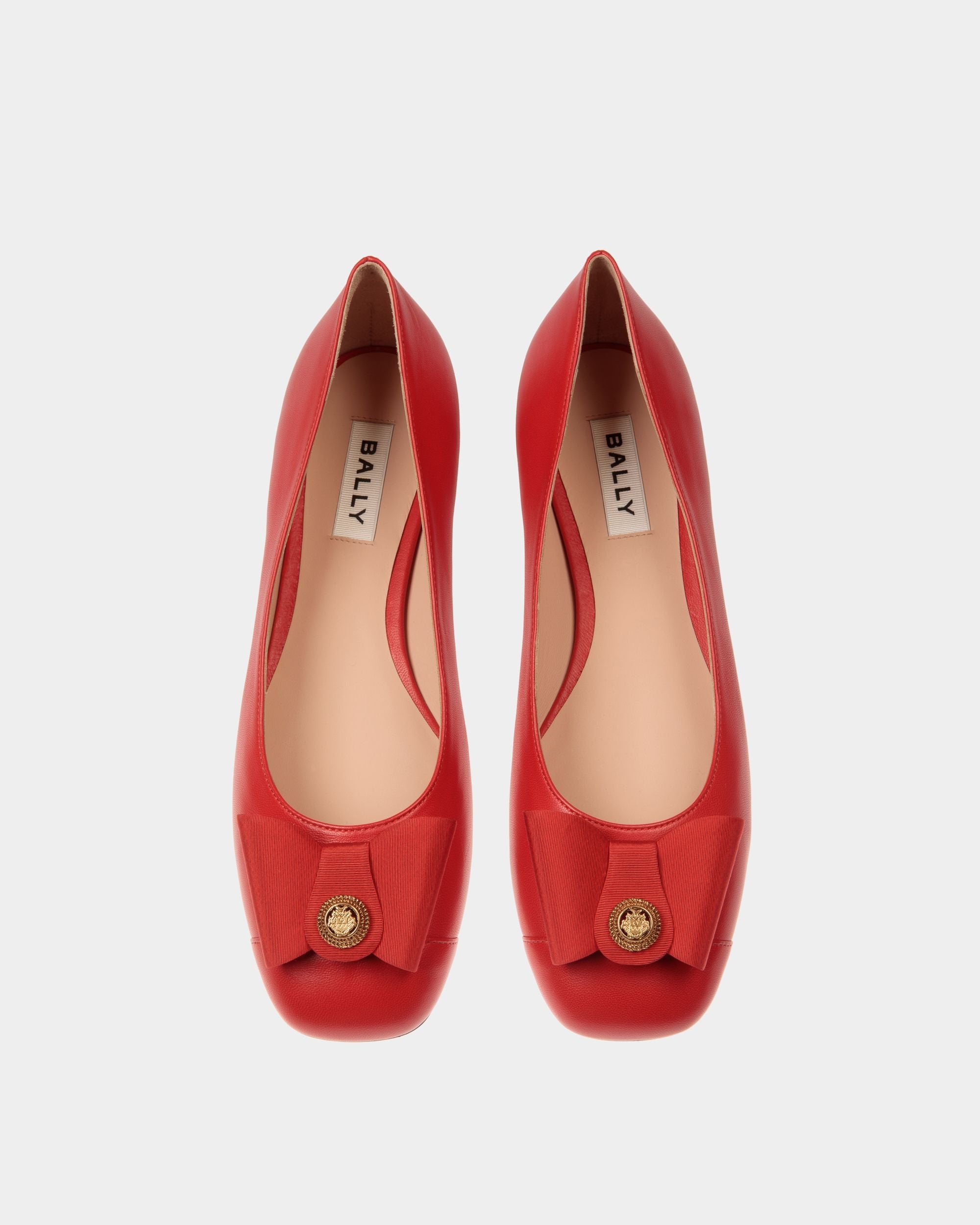 Bally Global - B-Bow Flat in Red Leather - Red