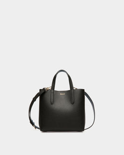 Tote in Black Grained Leather